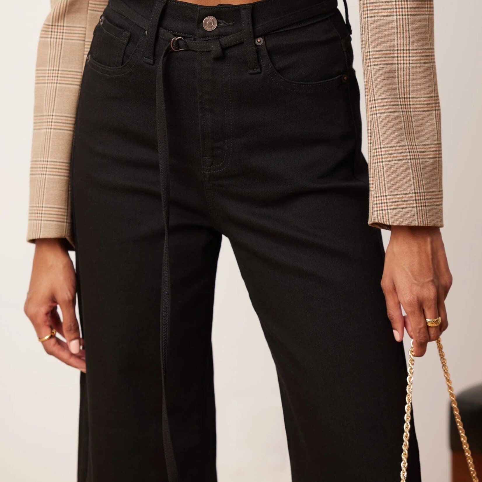 Jeans Lily Large à taille haute - Noir