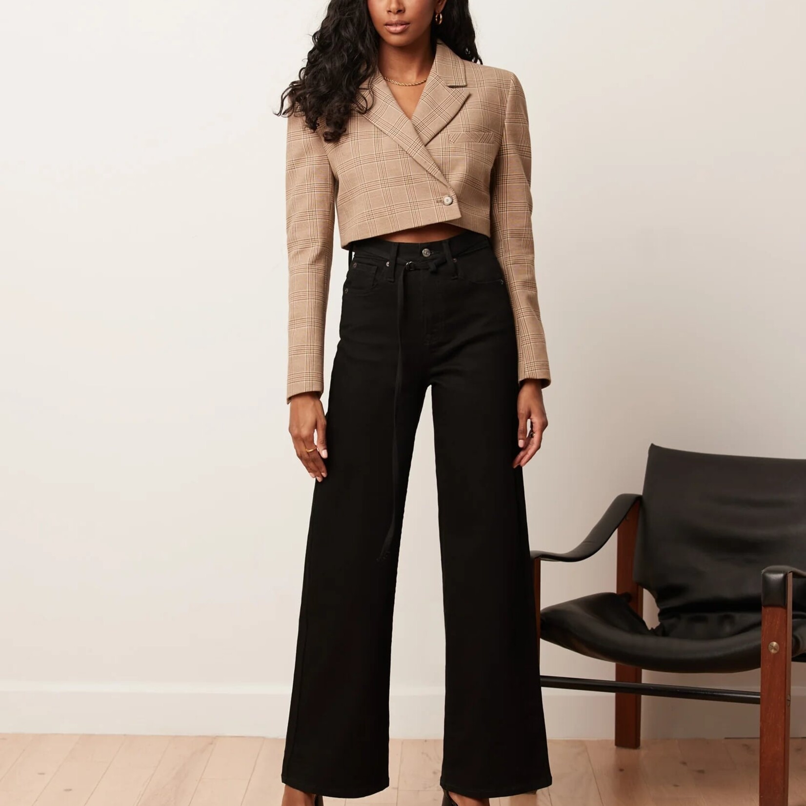 Jeans Lily Large à taille haute - Noir