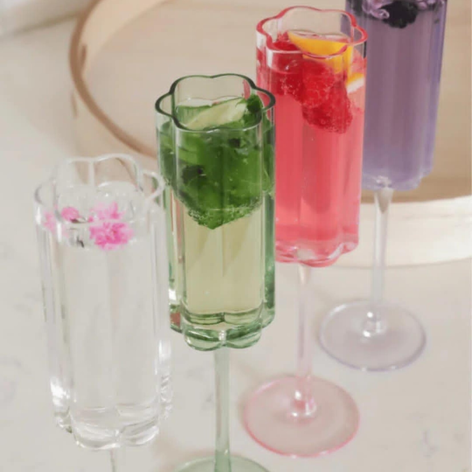 moi d'abord Verre à champagne fleur - Clair