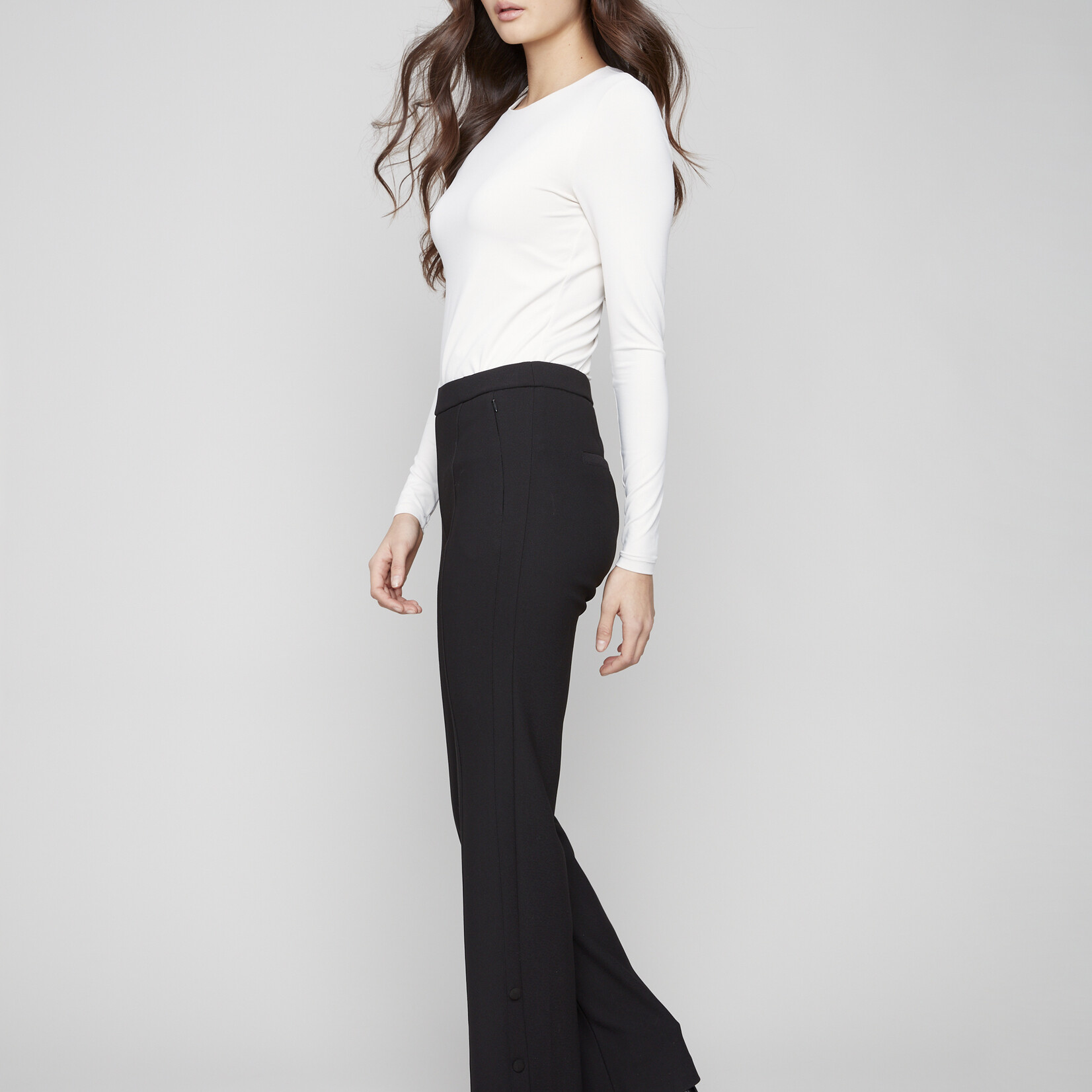 Charlie B Pantalon avec bouton au bas - Noir