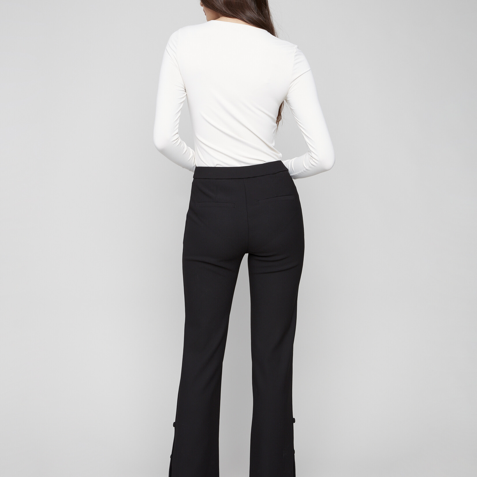 Charlie B Pantalon avec bouton au bas - Noir