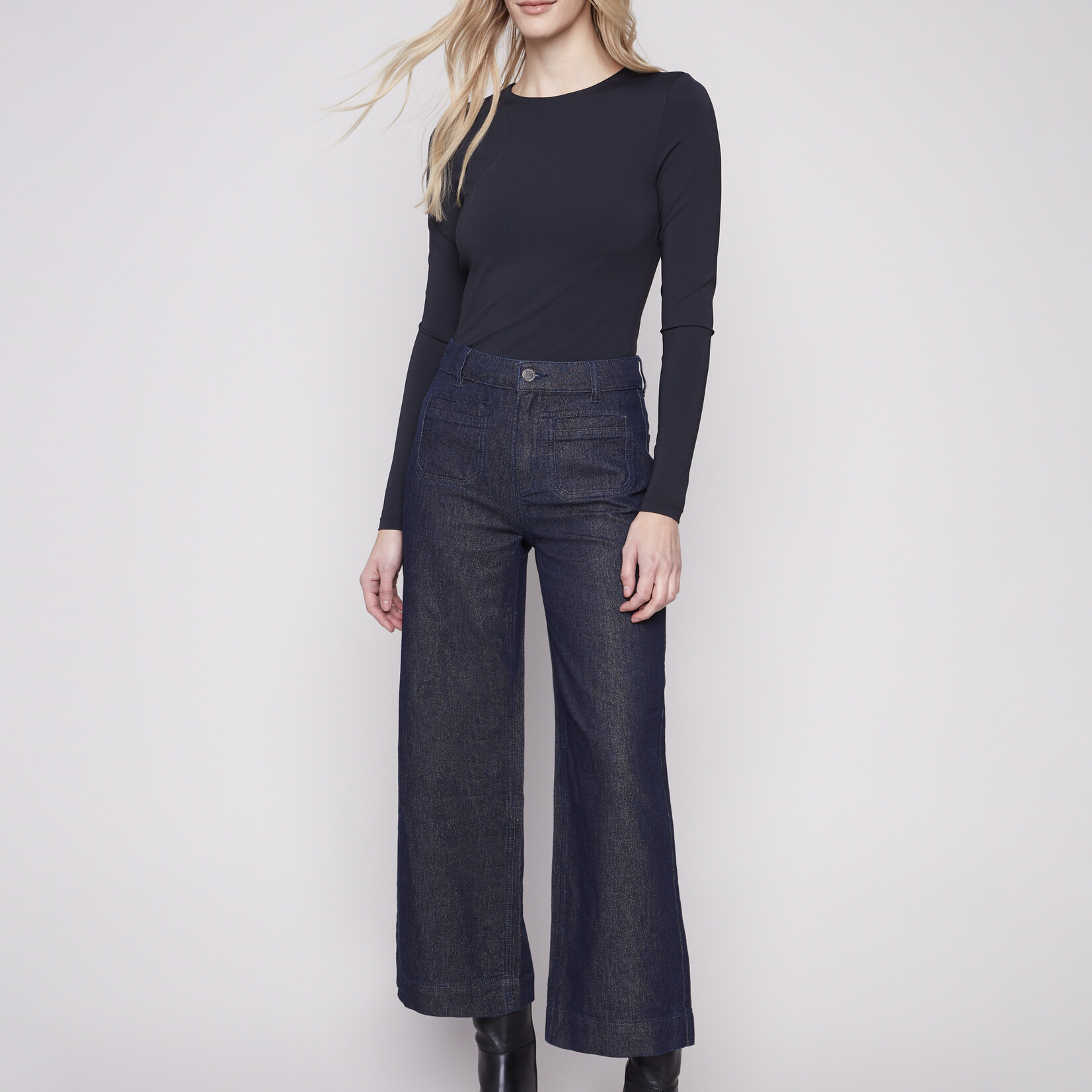 Charlie B Jean évasé avec poches plaquées - Bleu noir