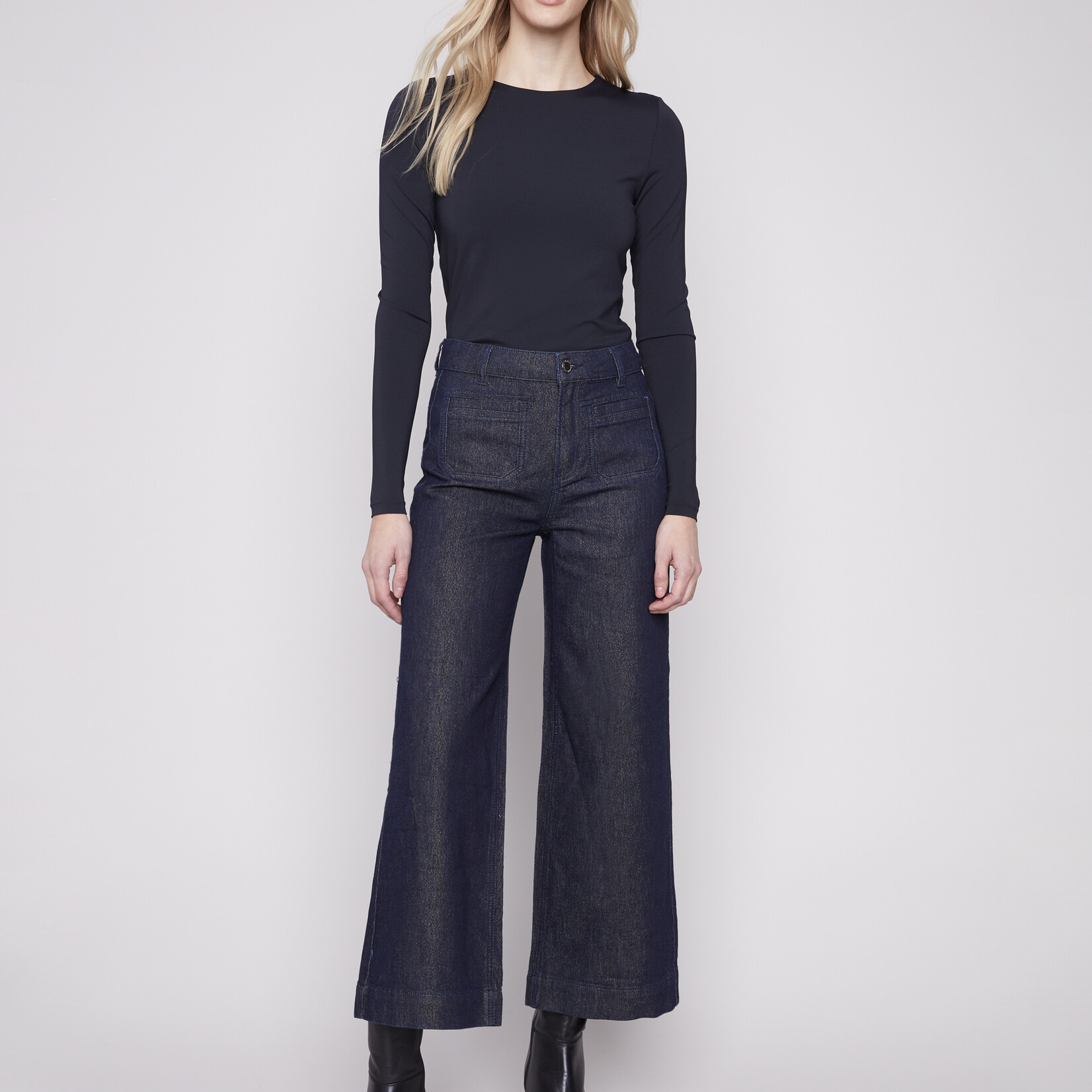 Charlie B Jean évasé avec poches plaquées - Bleu noir