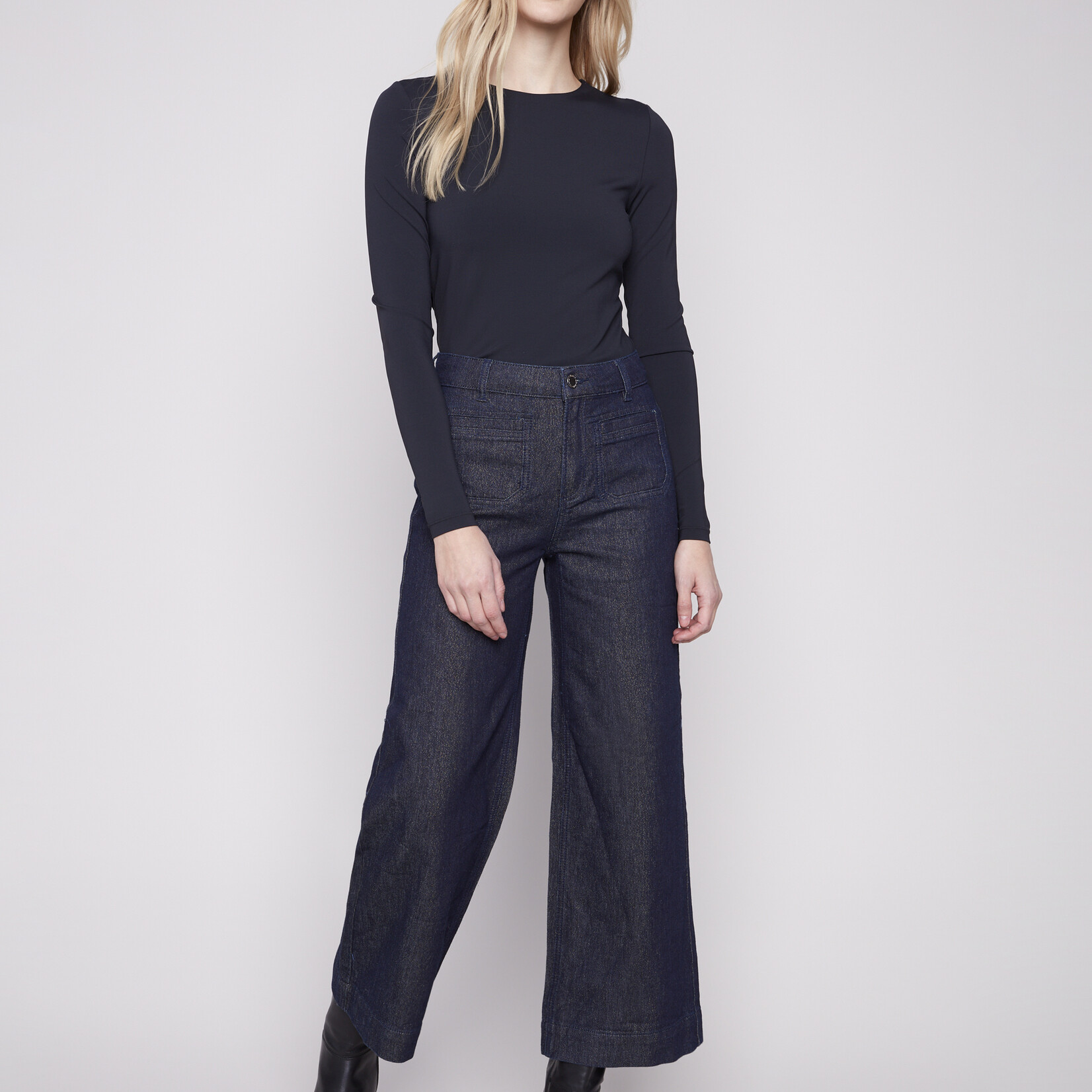 Charlie B Jean évasé avec poches plaquées - Bleu noir