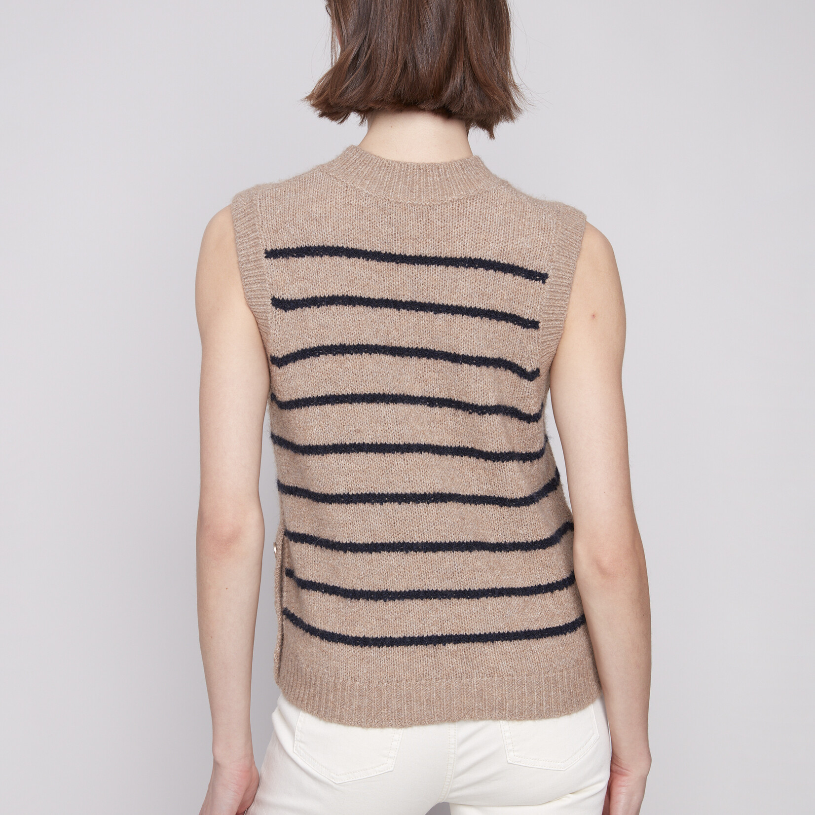 Charlie B Veste sweater V neck - Chameau chiné