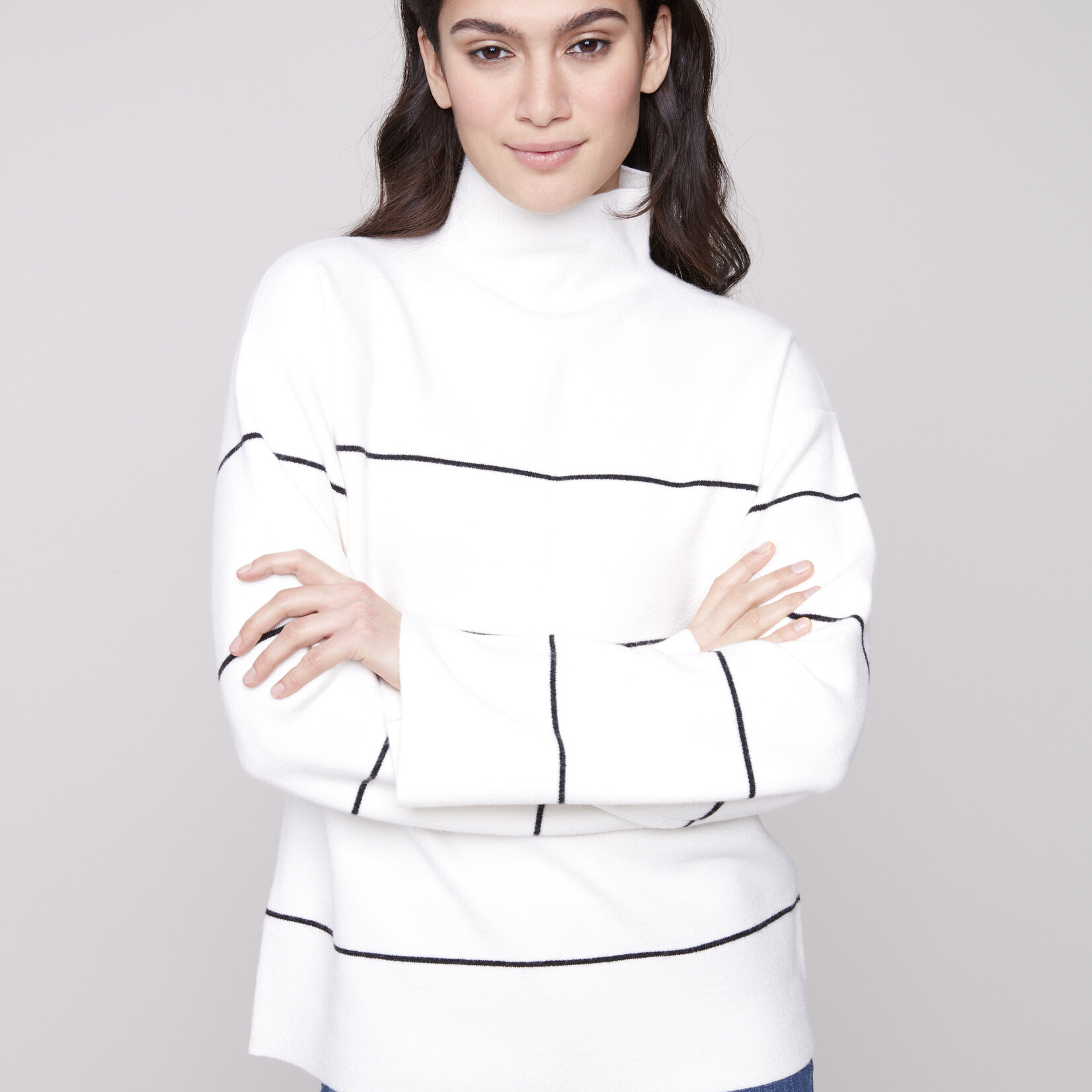 Charlie B Sweater col haut - Ecru