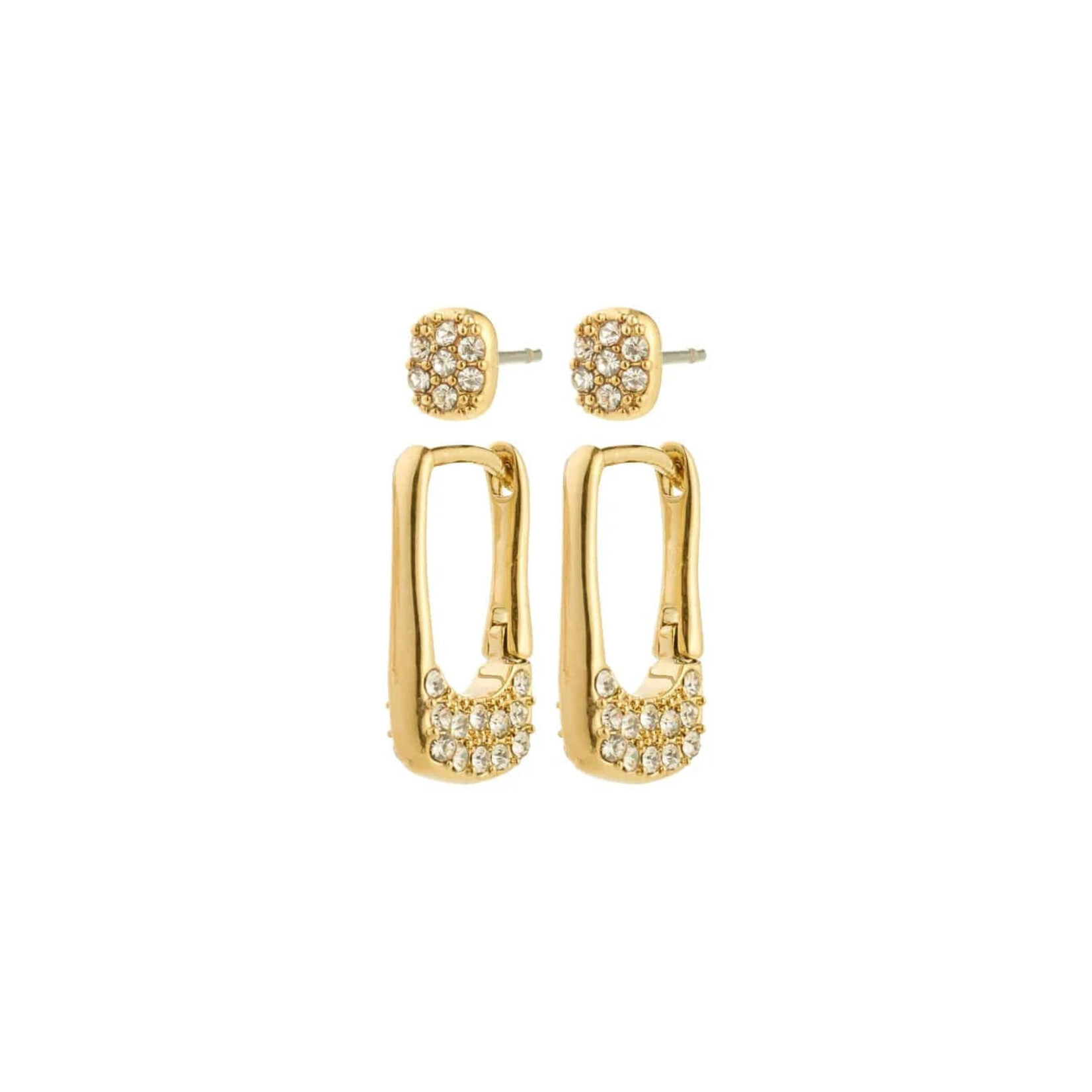 Pilgrim Instant Boucles D'oreilles 2 en 1 Recyclé - Gold Plated