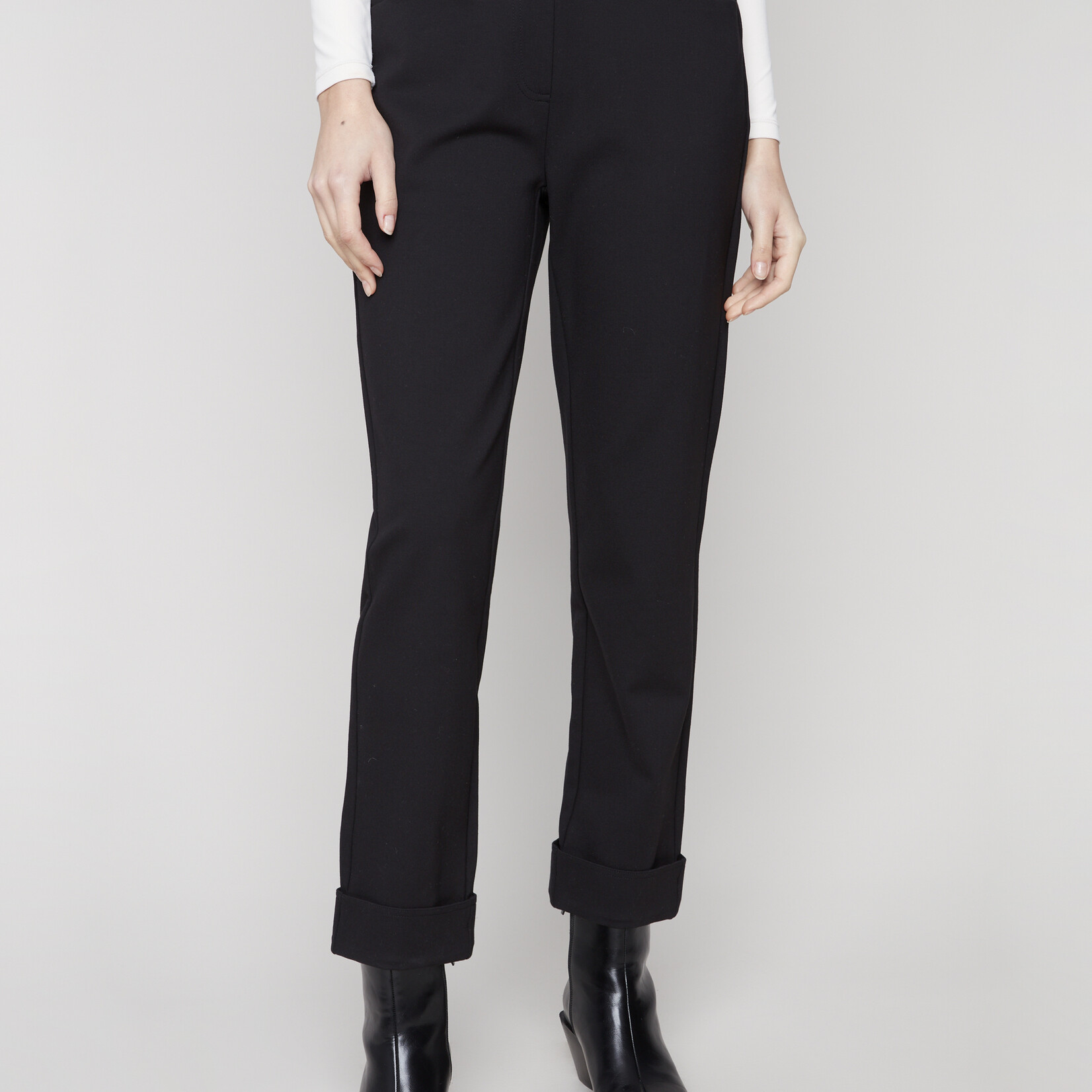 Charlie B Pantalon C5526 à revers - Noir