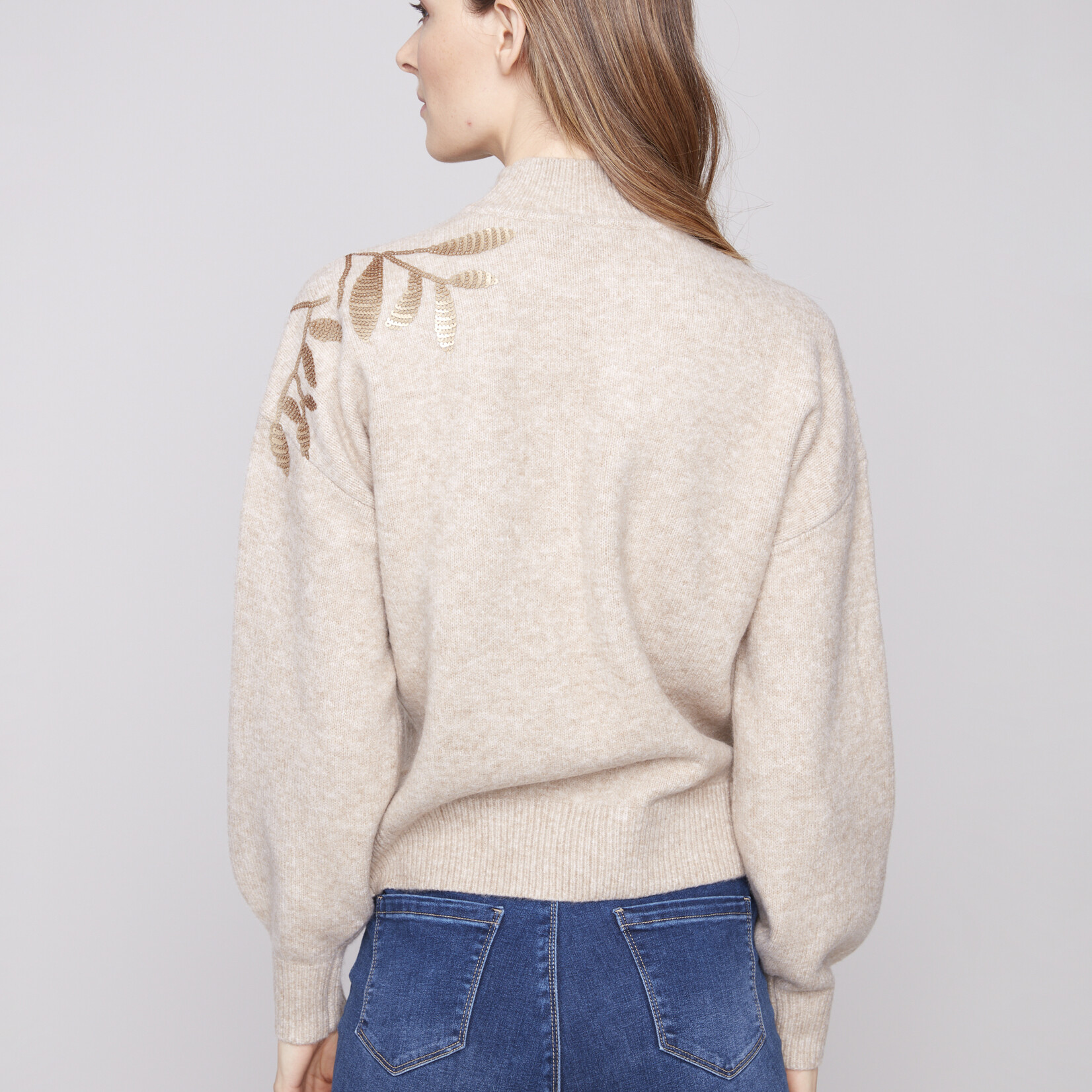 Charlie B Sweater C2856  avec paillettes - Avoine