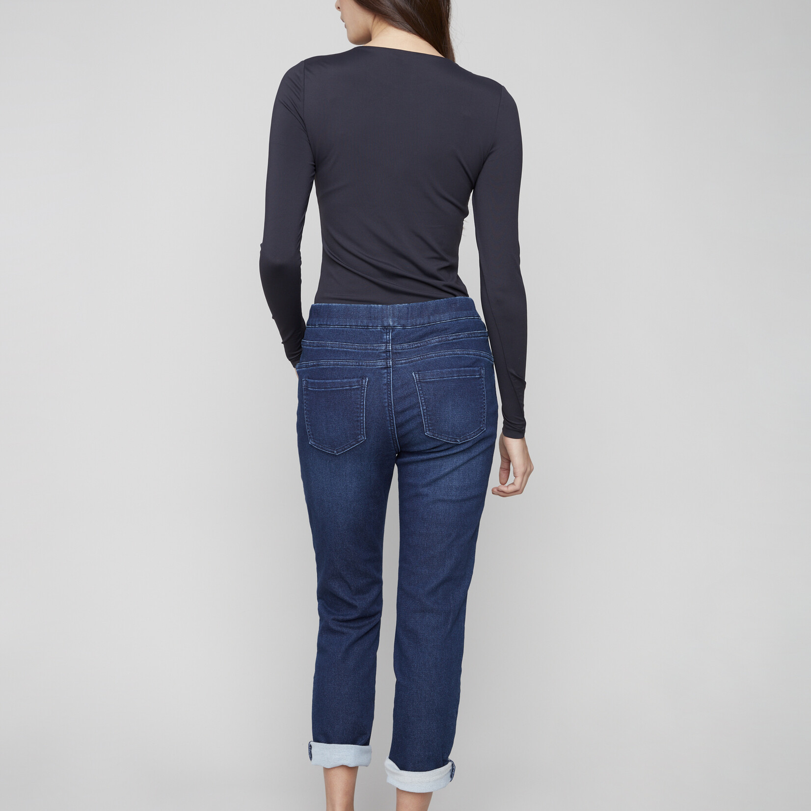 Charlie B Pantalon C5347 avec élastique à la taille - Bleu noir