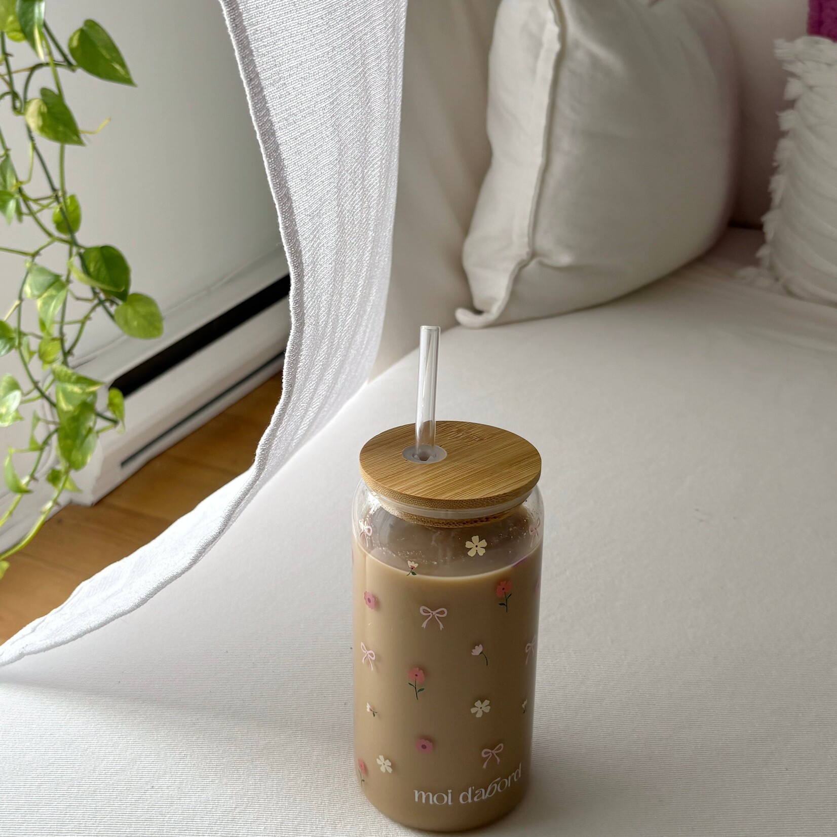moi d'abord Tumbler en verre Fleurs & Boucles