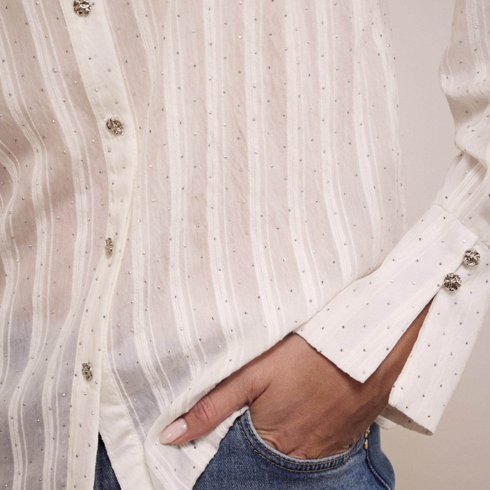 Tramontana Blouse à strass - Off White
