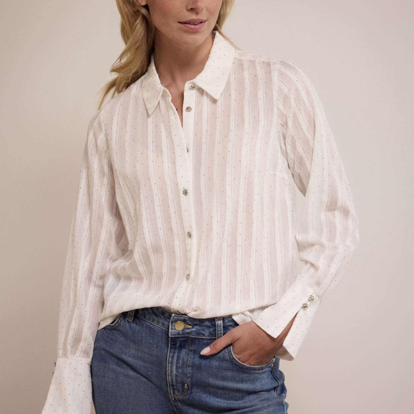 Tramontana Blouse à strass - Off White