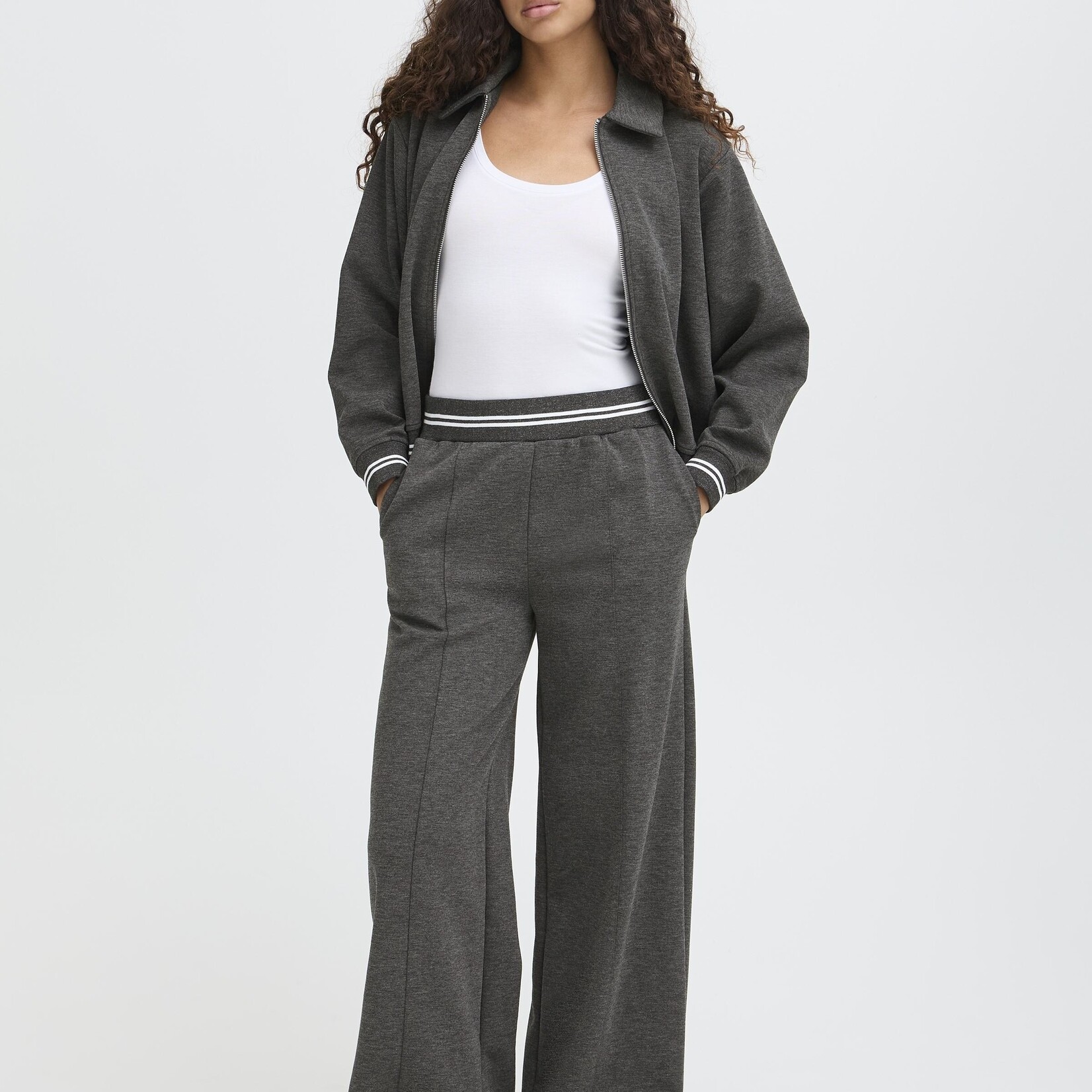 Ichi Pantalon Kate Sport - Forged Iron Melange
