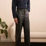Pantalon à jambes droites avec découpe au genou - Noir