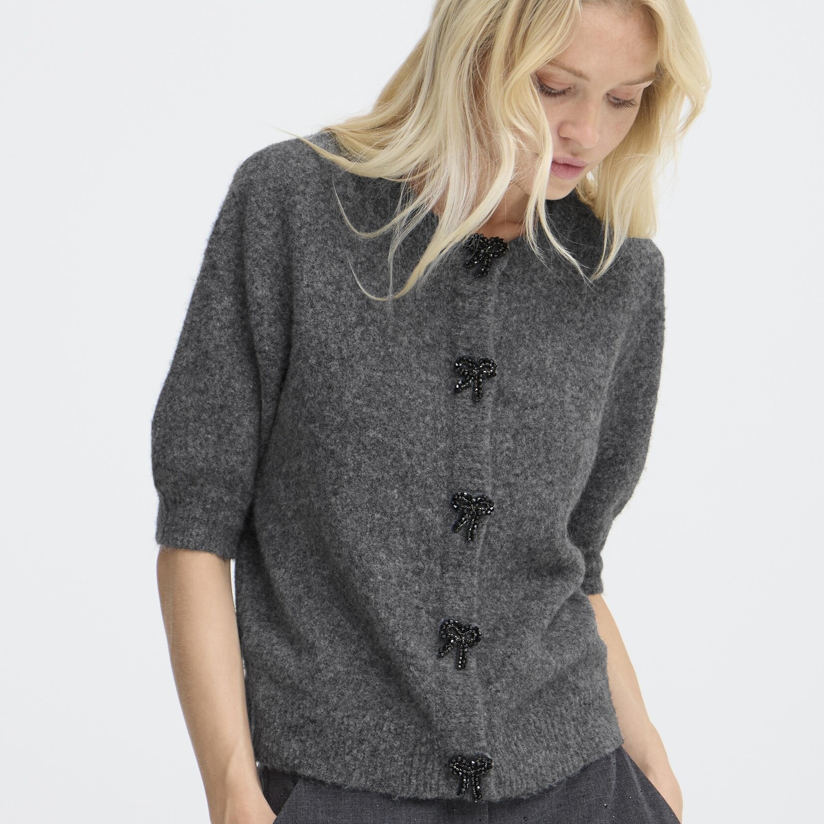 b.young Cardigan Omea - Dark Grey Melange