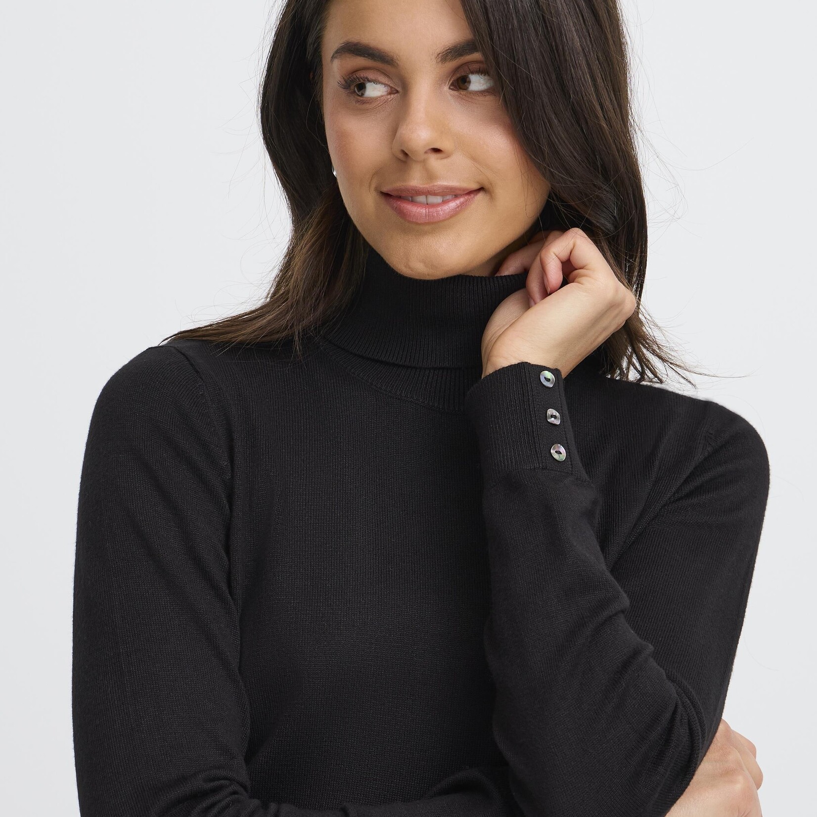 Fransa Chandail Clia col Haut - Noir