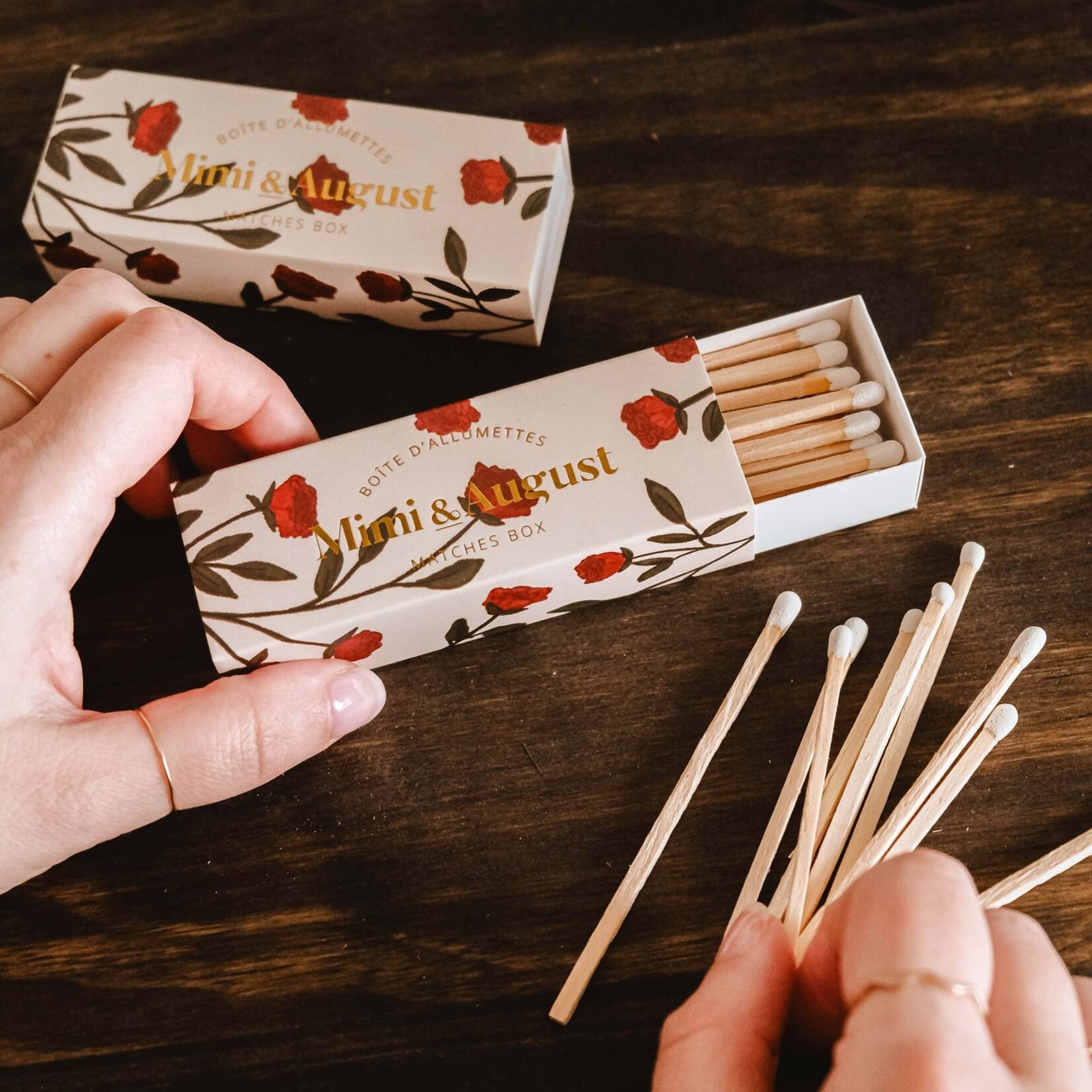 Mimi & August Boîte d'allumettes Mimi Roses - 30 bâtonnets