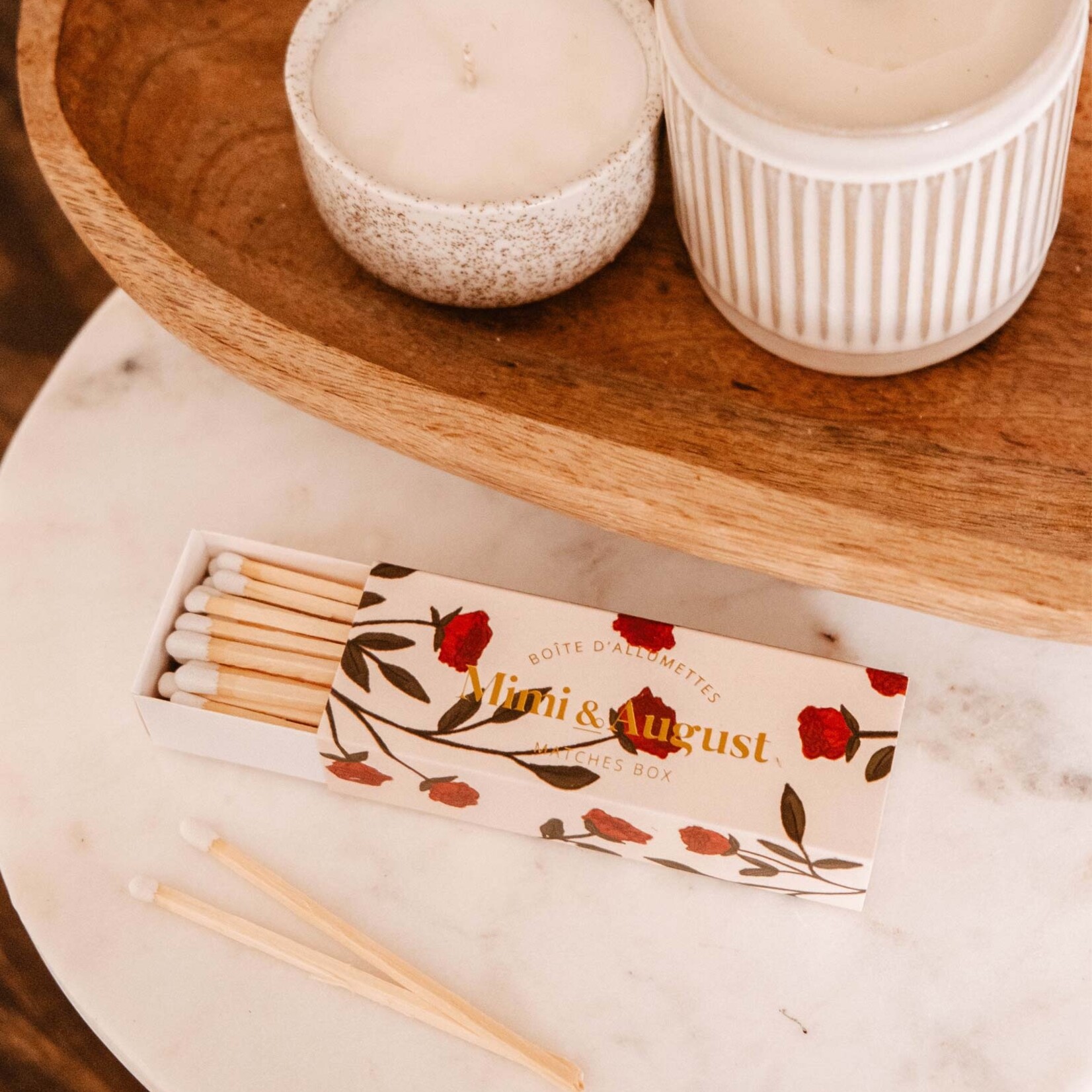 Mimi & August Boîte d'allumettes Mimi Roses - 30 bâtonnets