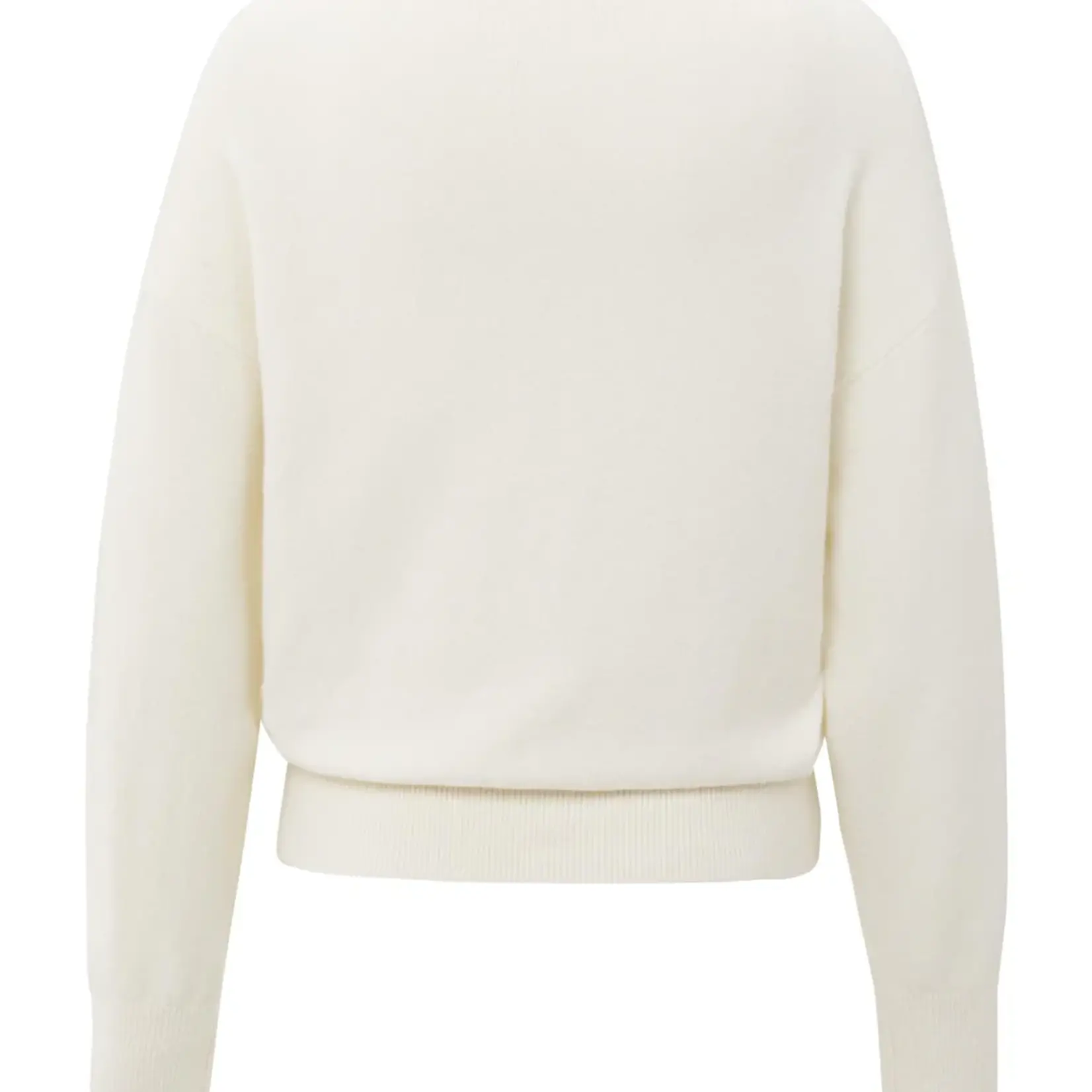 Yaya Pull à col en V profond avec haut - Off white knit