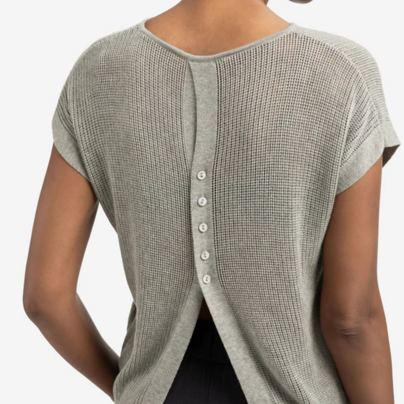 Yaya Pull sans manches avec bouton - Brownish Grey