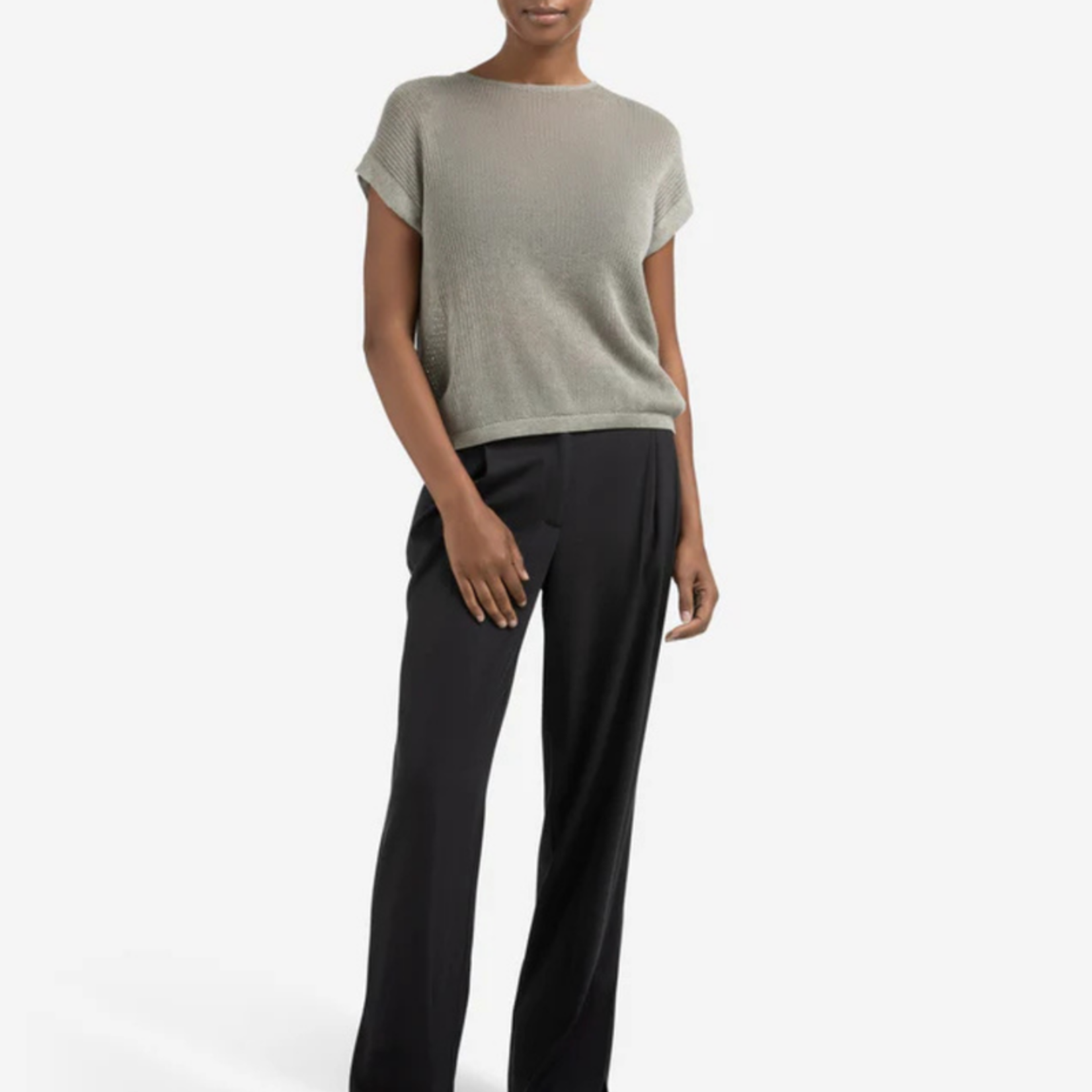 Yaya Pull sans manches avec bouton - Brownish Grey