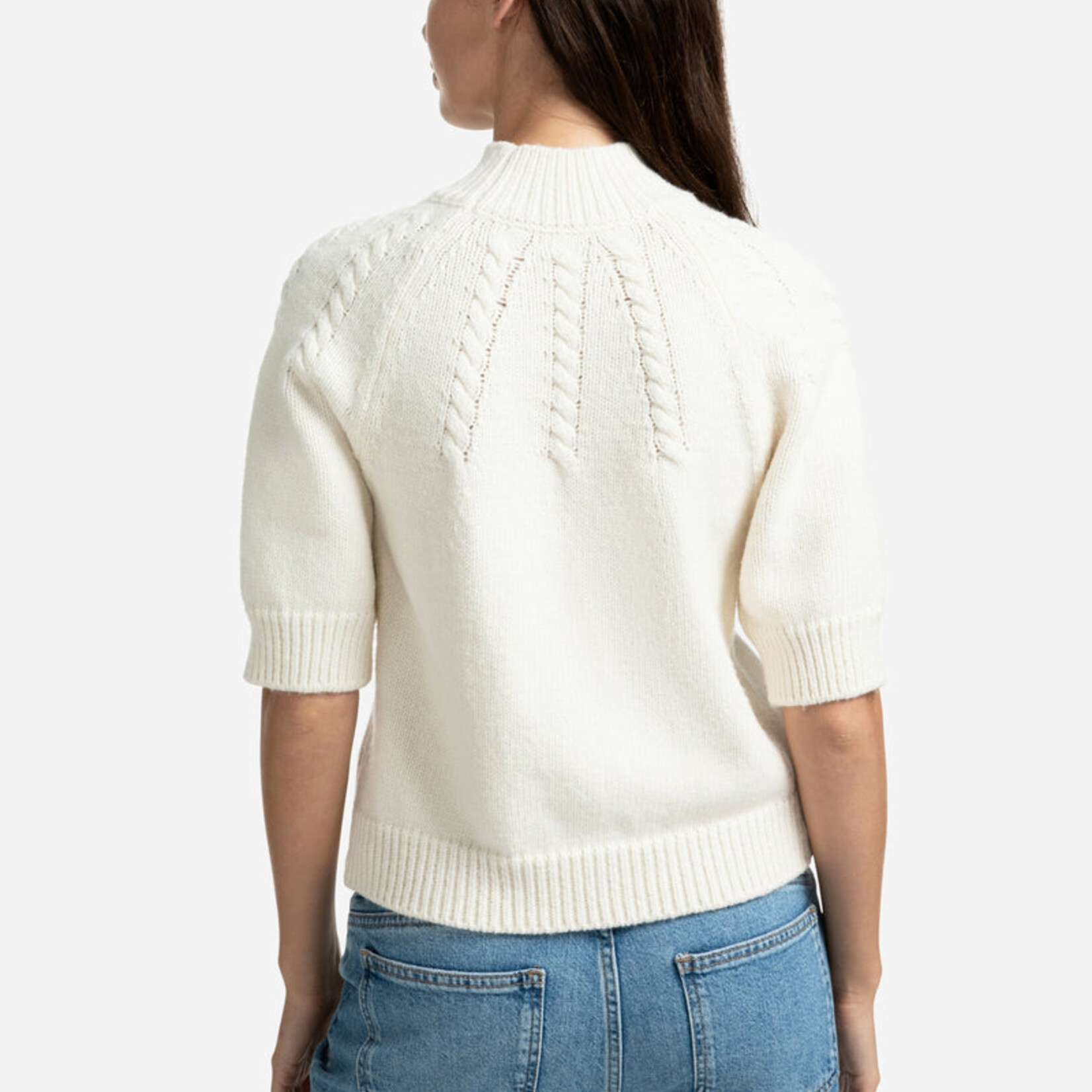 Yaya Pull en maille torsadée - Off white knit