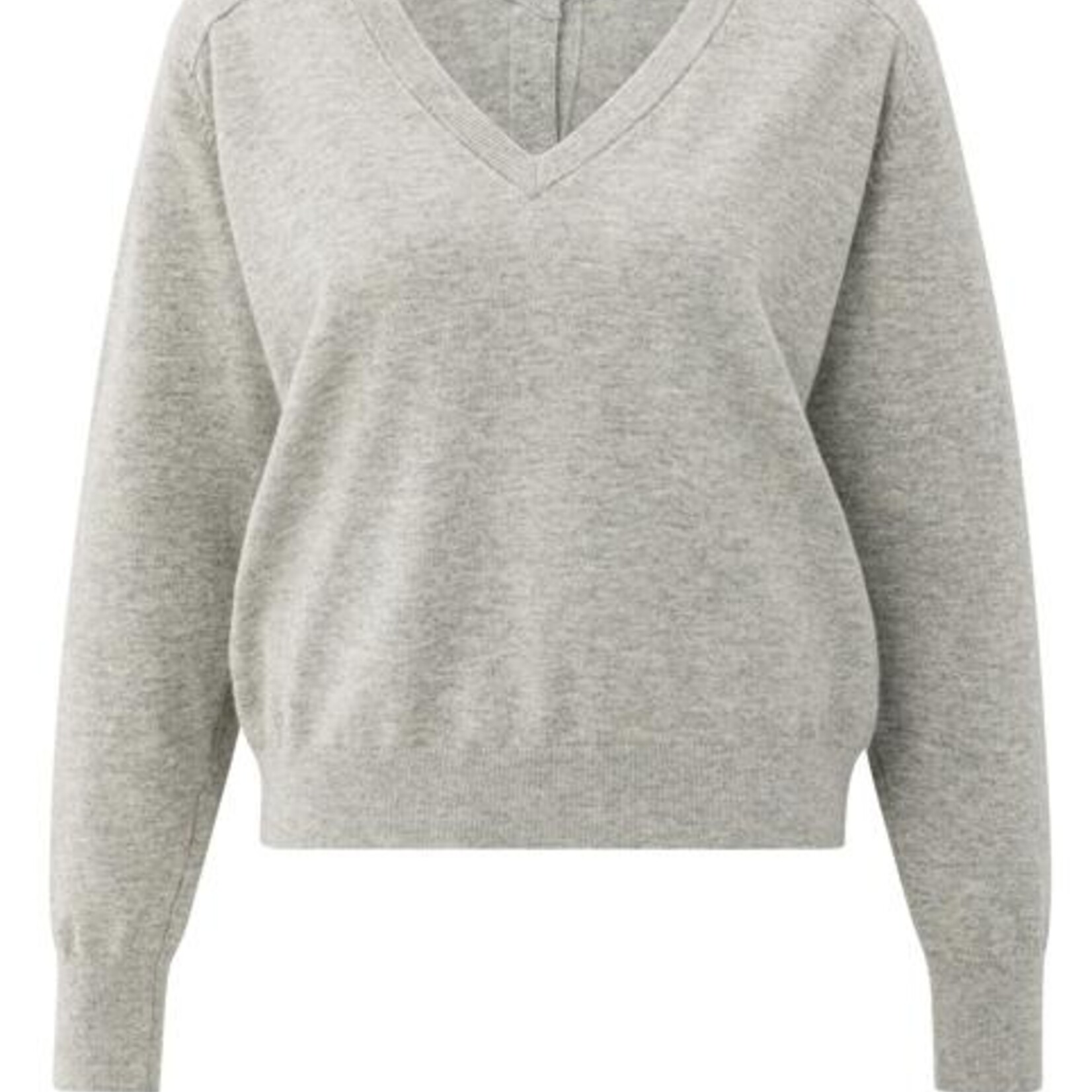 Yaya Pull à double col en V - Brownish Grey