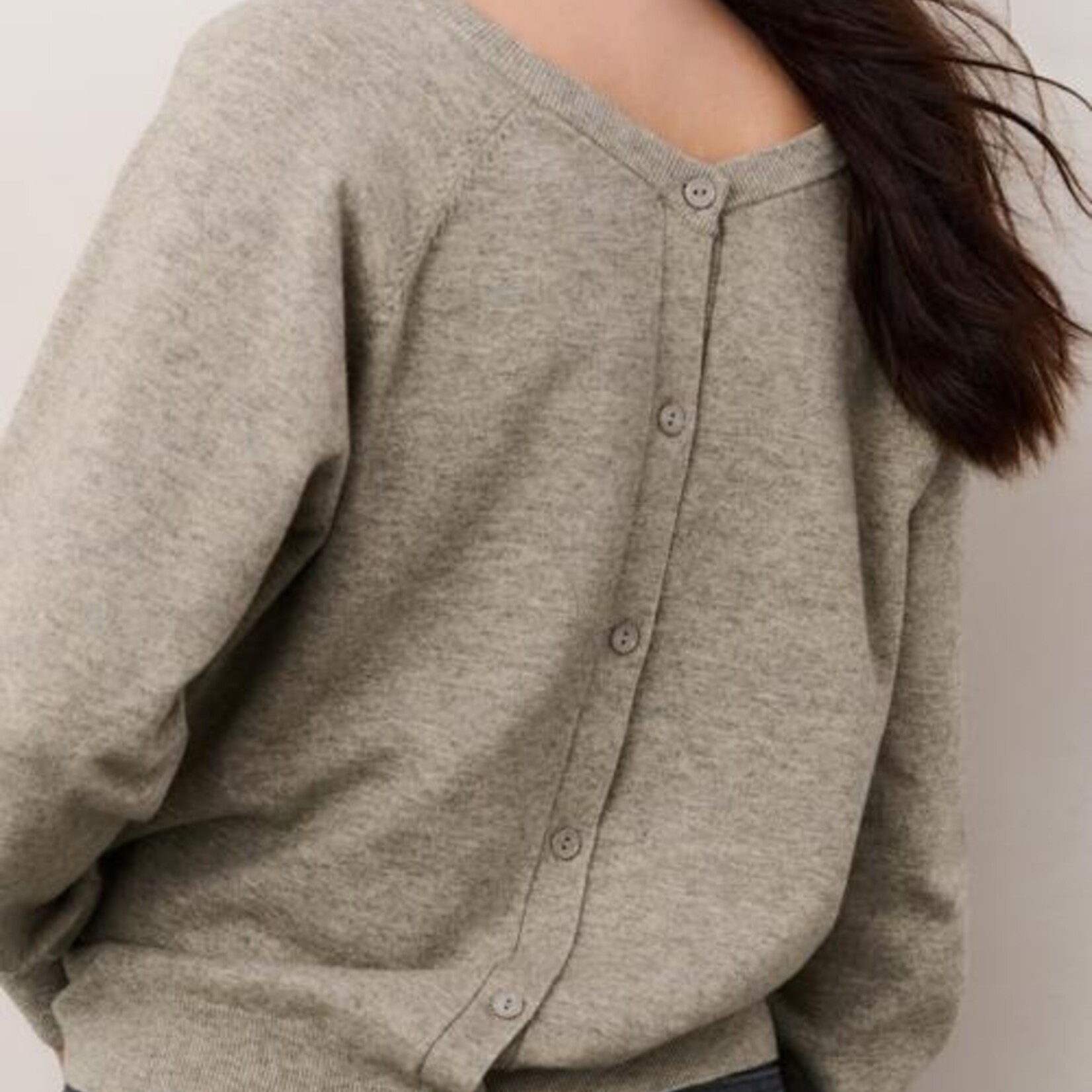 Yaya Pull à double col en V - Brownish Grey