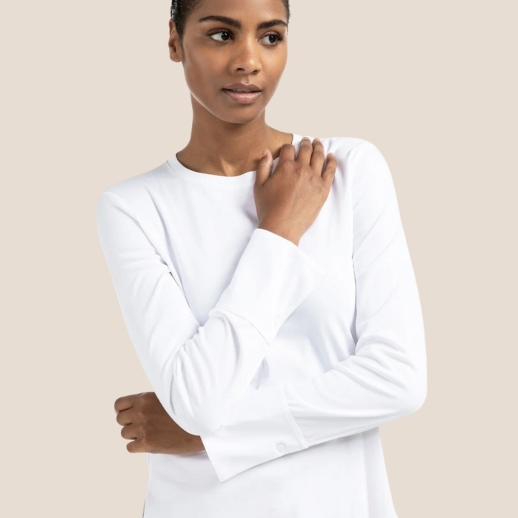Yaya Top en jersey - Pure White