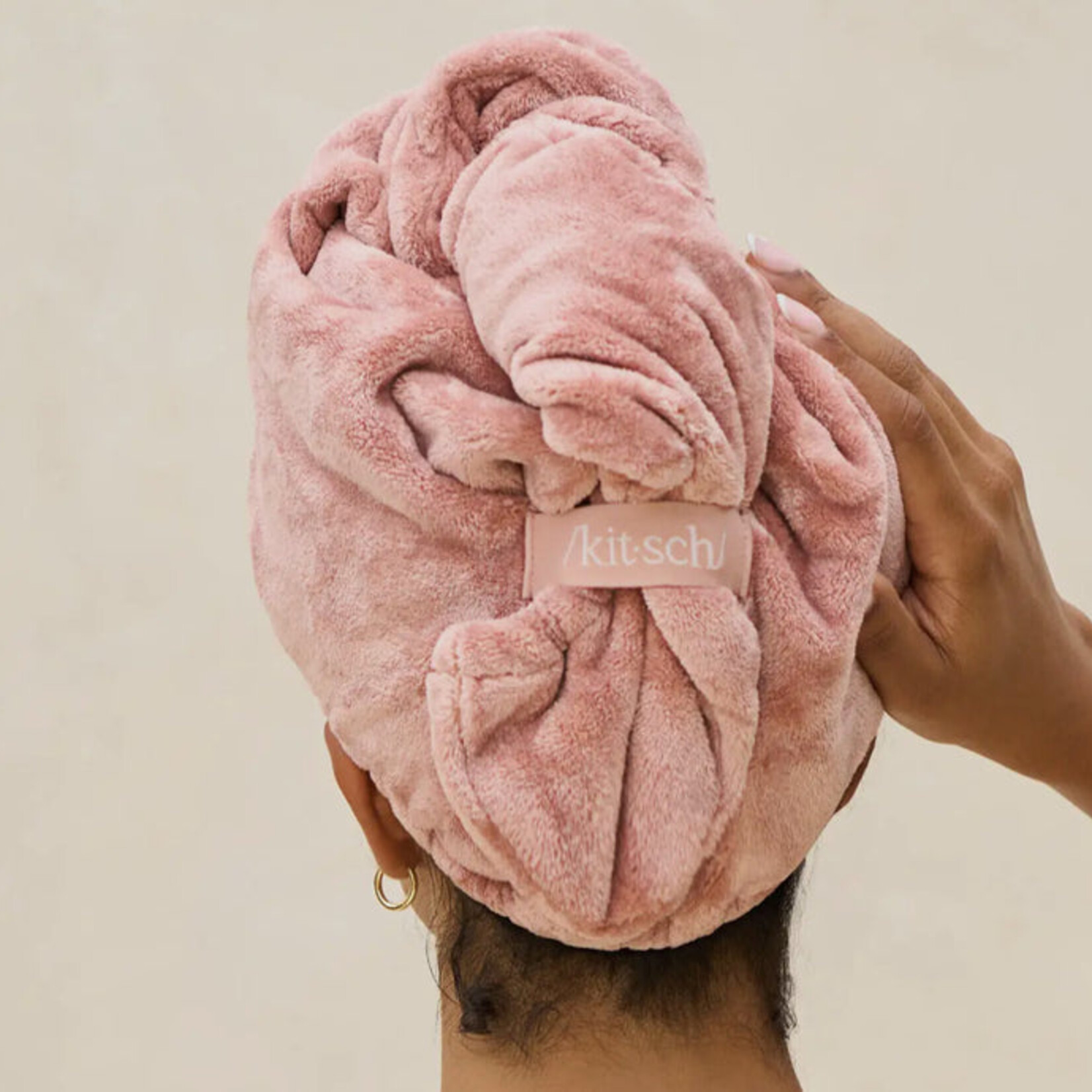 Kitsch Turban serviette pour cheveux en microfibre peluche - Terracotta