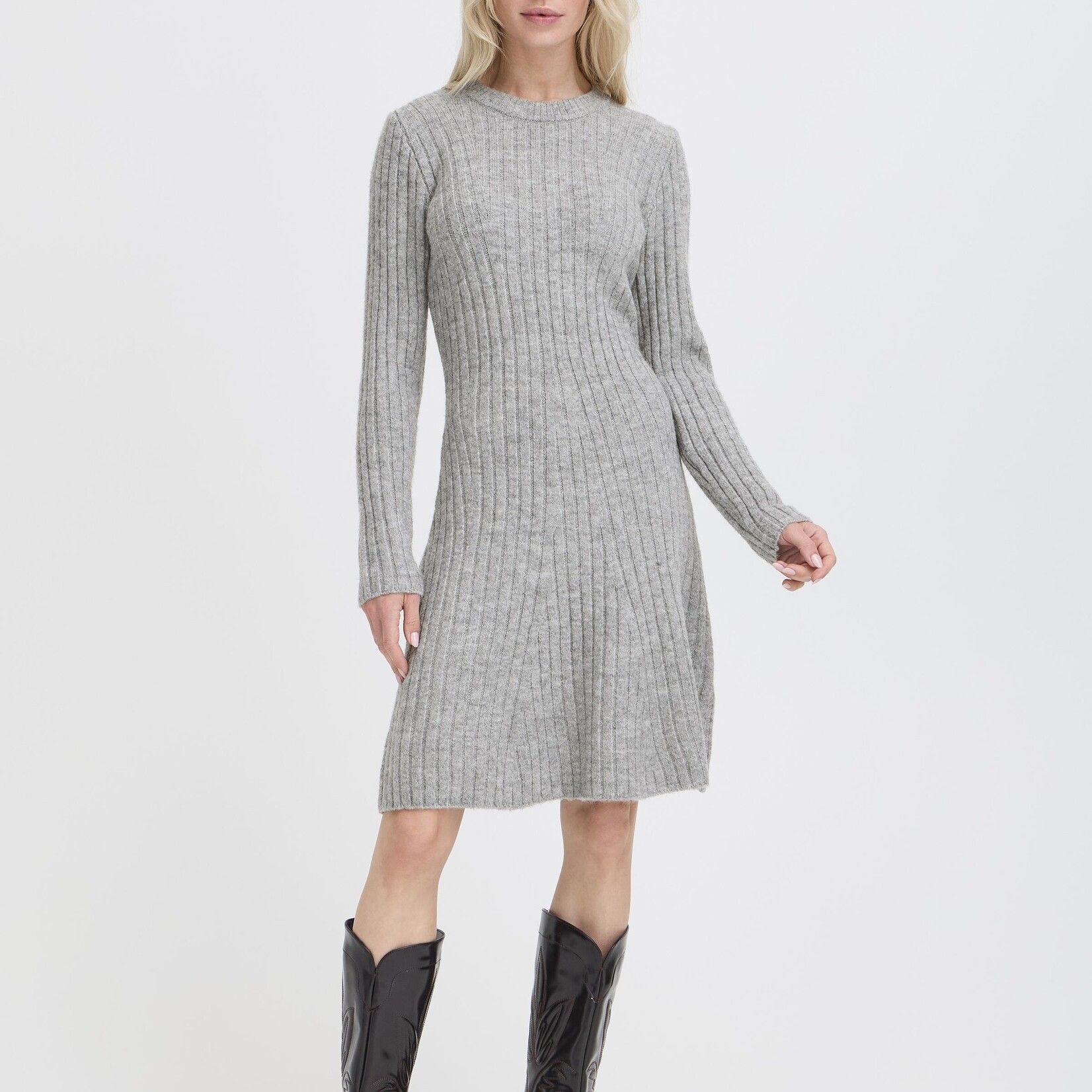 b.young Robe Marianne - Mid Grey Melange
