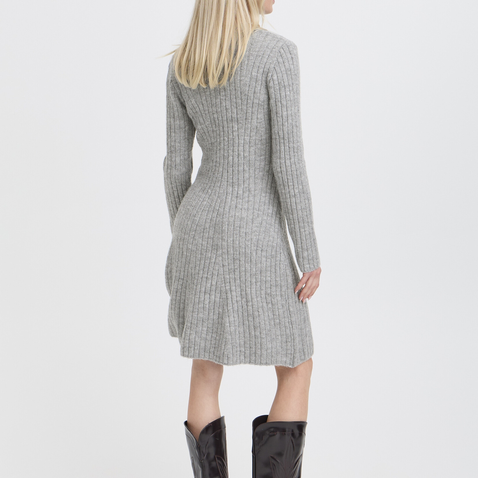 b.young Robe Marianne - Mid Grey Melange