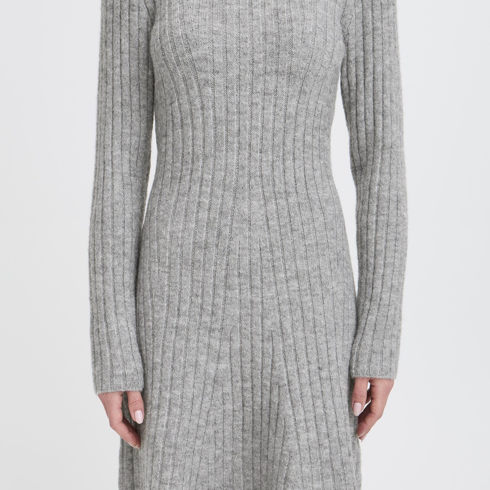 b.young Robe Marianne - Mid Grey Melange