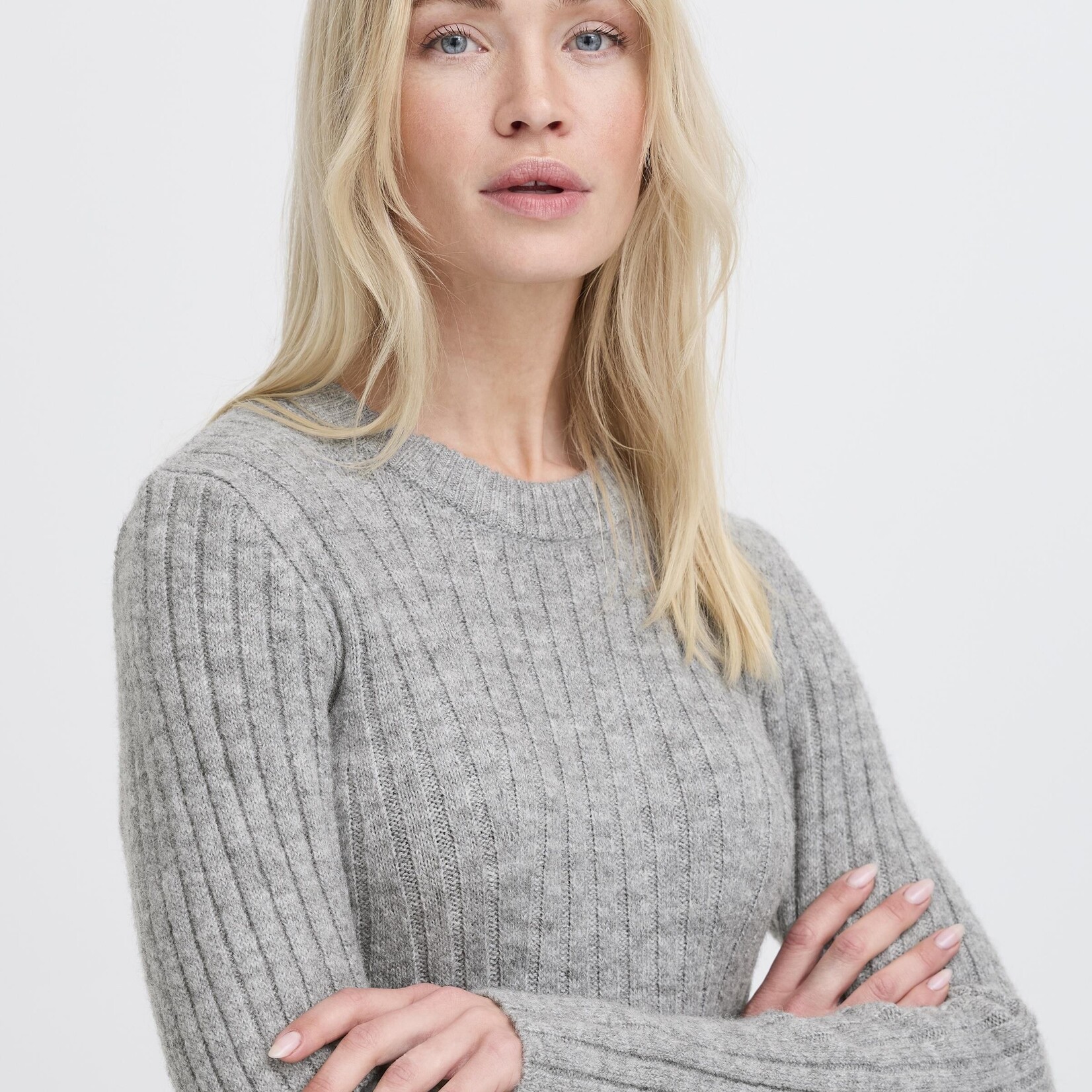 b.young Robe Marianne - Mid Grey Melange