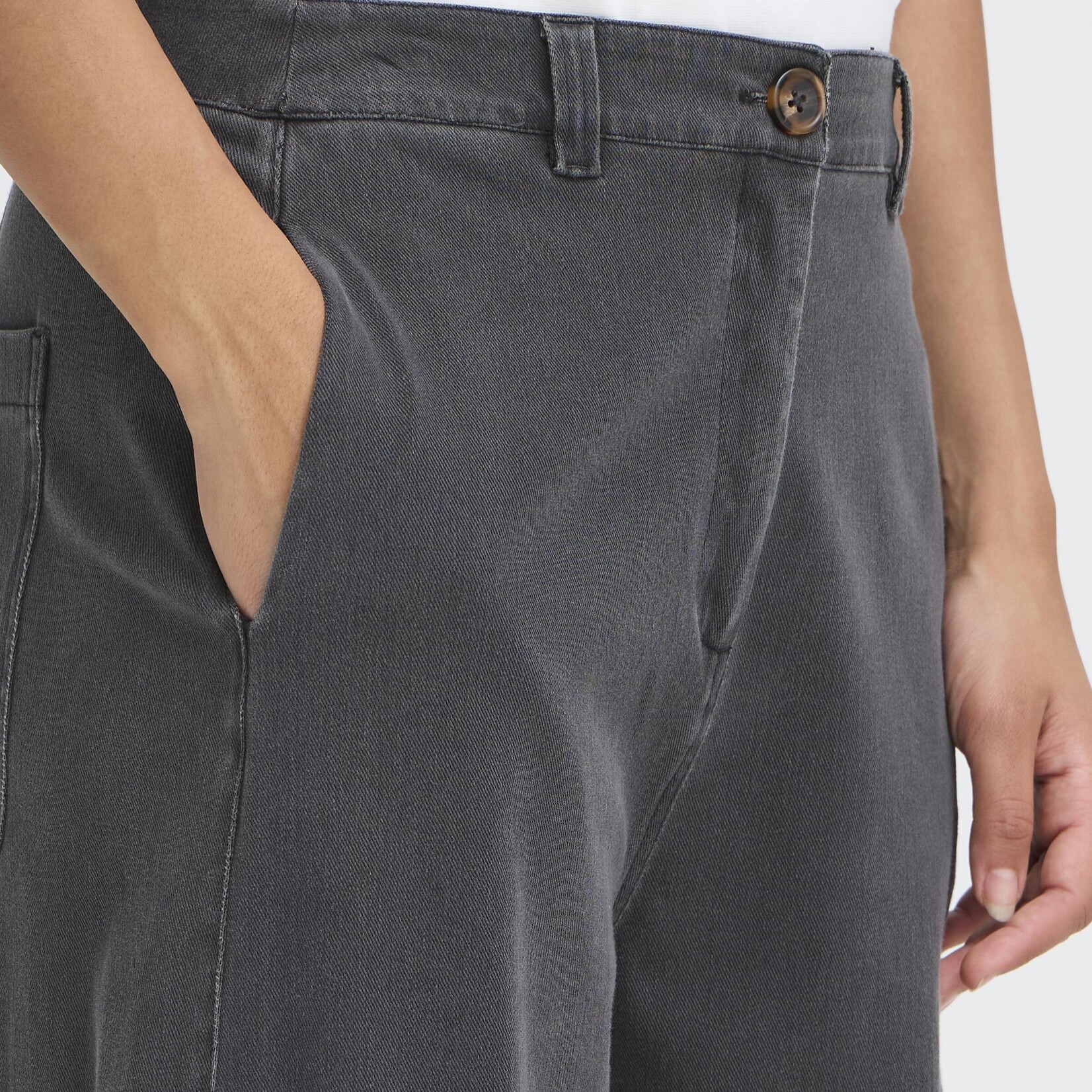 Ichi Pantalon Kate Denim - Gris foncé