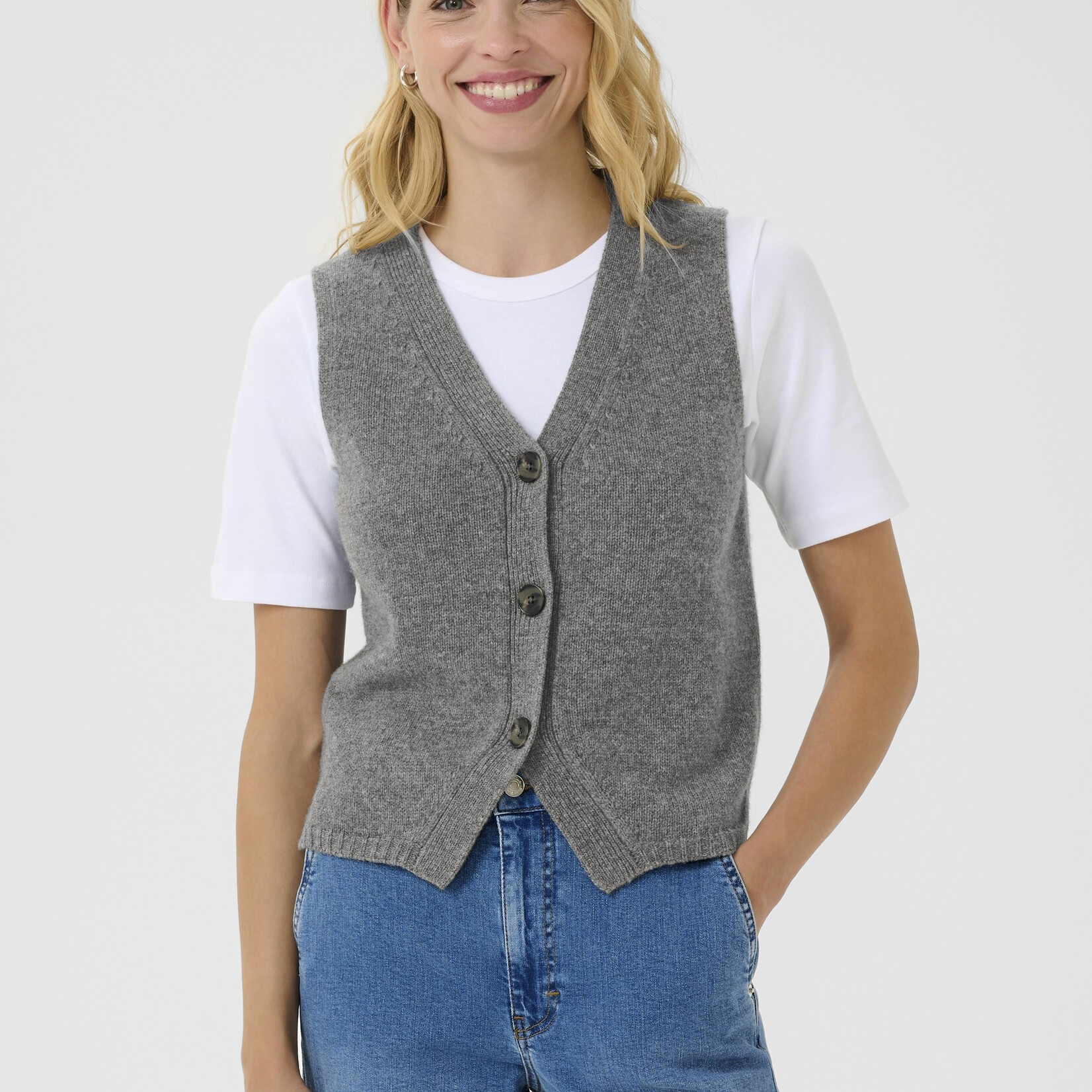 Part Two Cardigan manche courte Sylva - Gris Melange