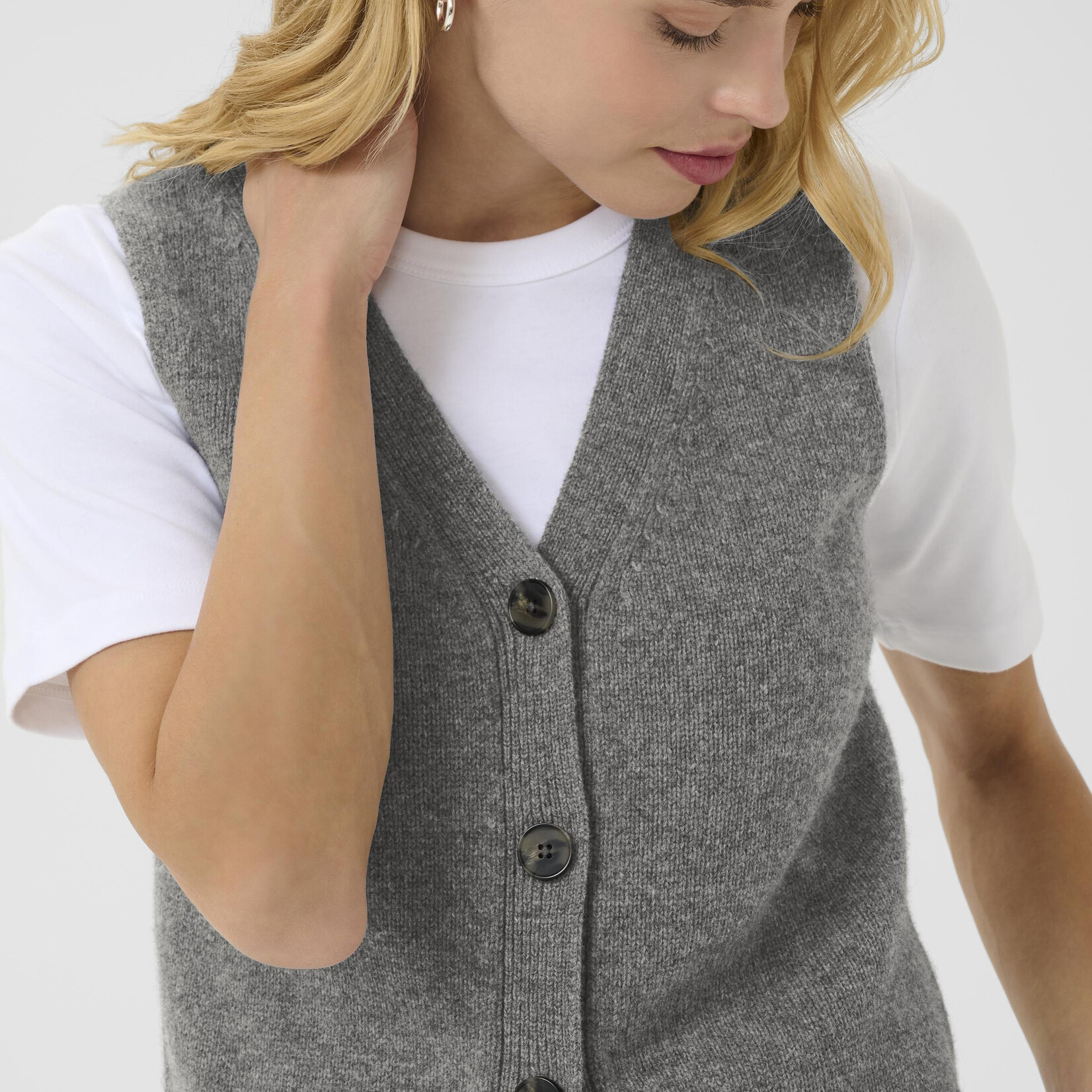 Part Two Cardigan manche courte Sylva - Gris Melange