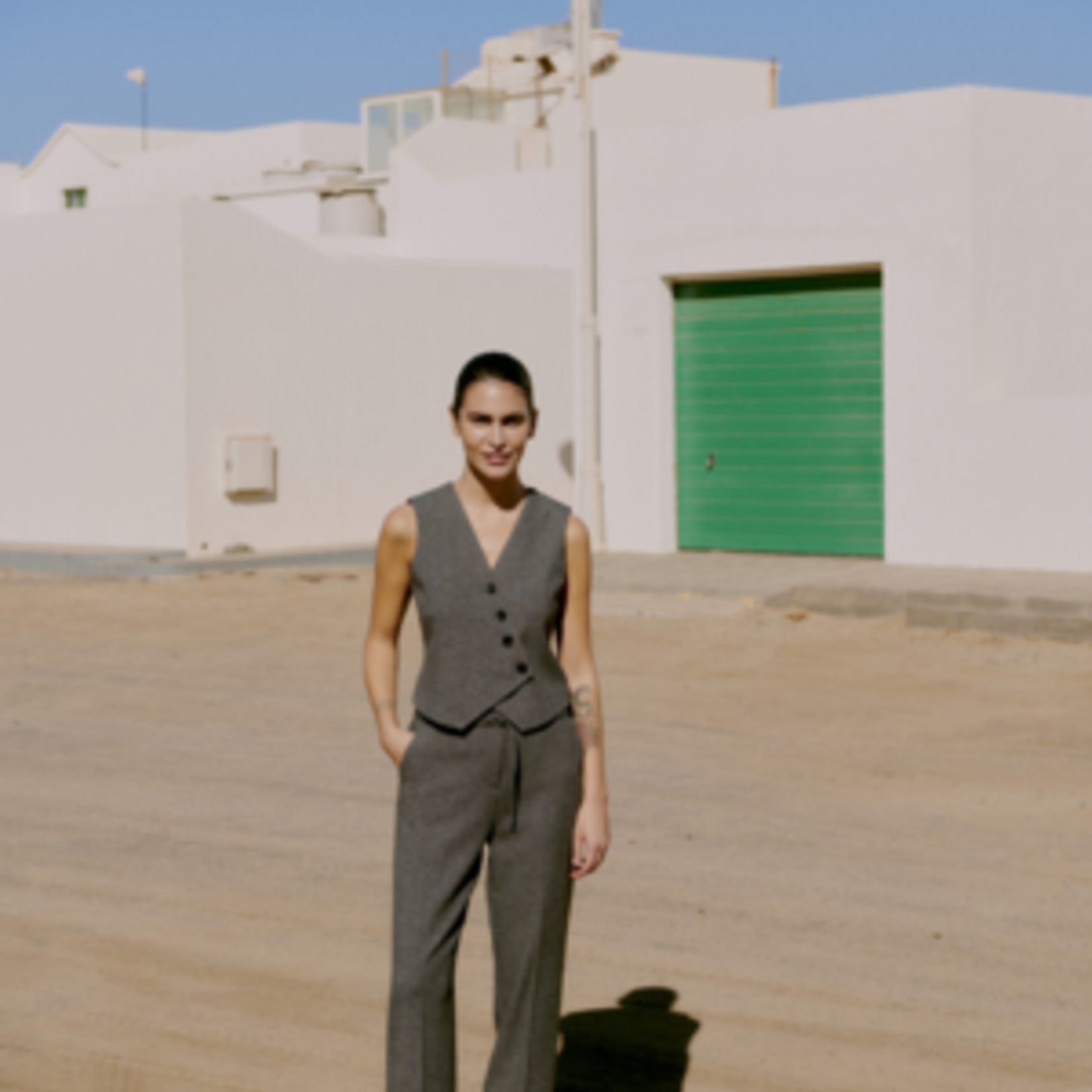 b.young Veston Etona sans manches - Mid Grey Melange