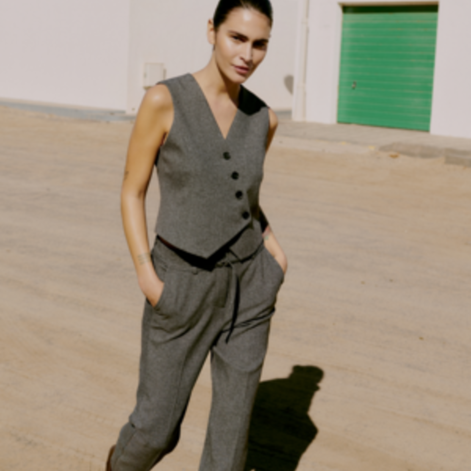 b.young Veston Etona sans manches - Mid Grey Melange