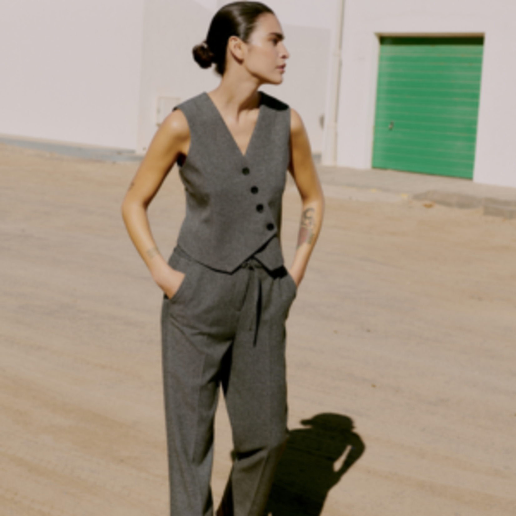 b.young Veston Etona sans manches - Mid Grey Melange