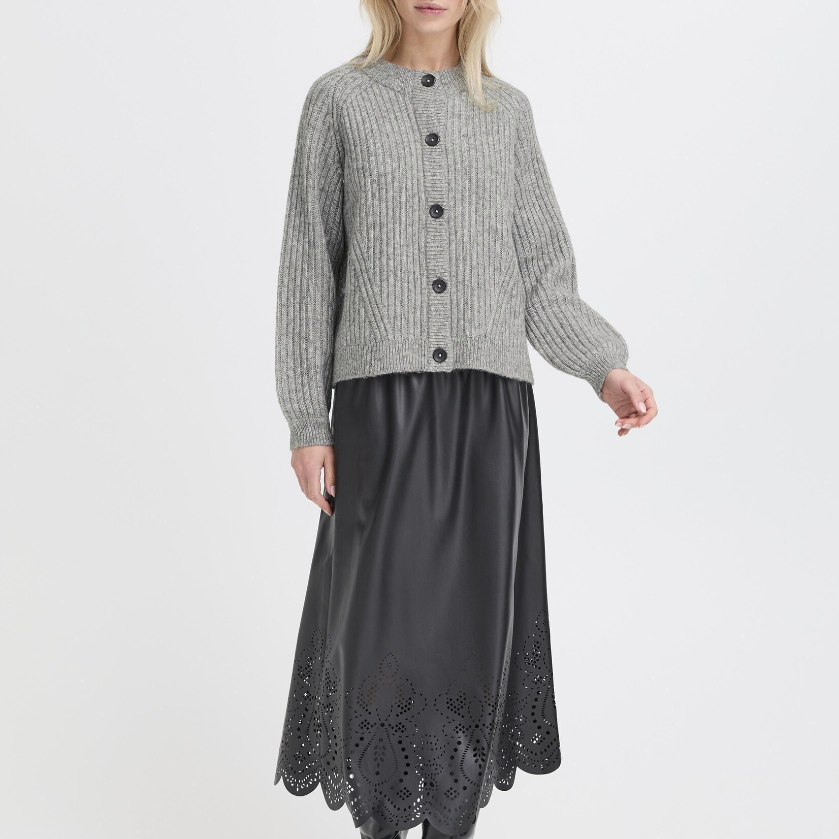 b.young Cardigan Nello - Mid Grey Melange