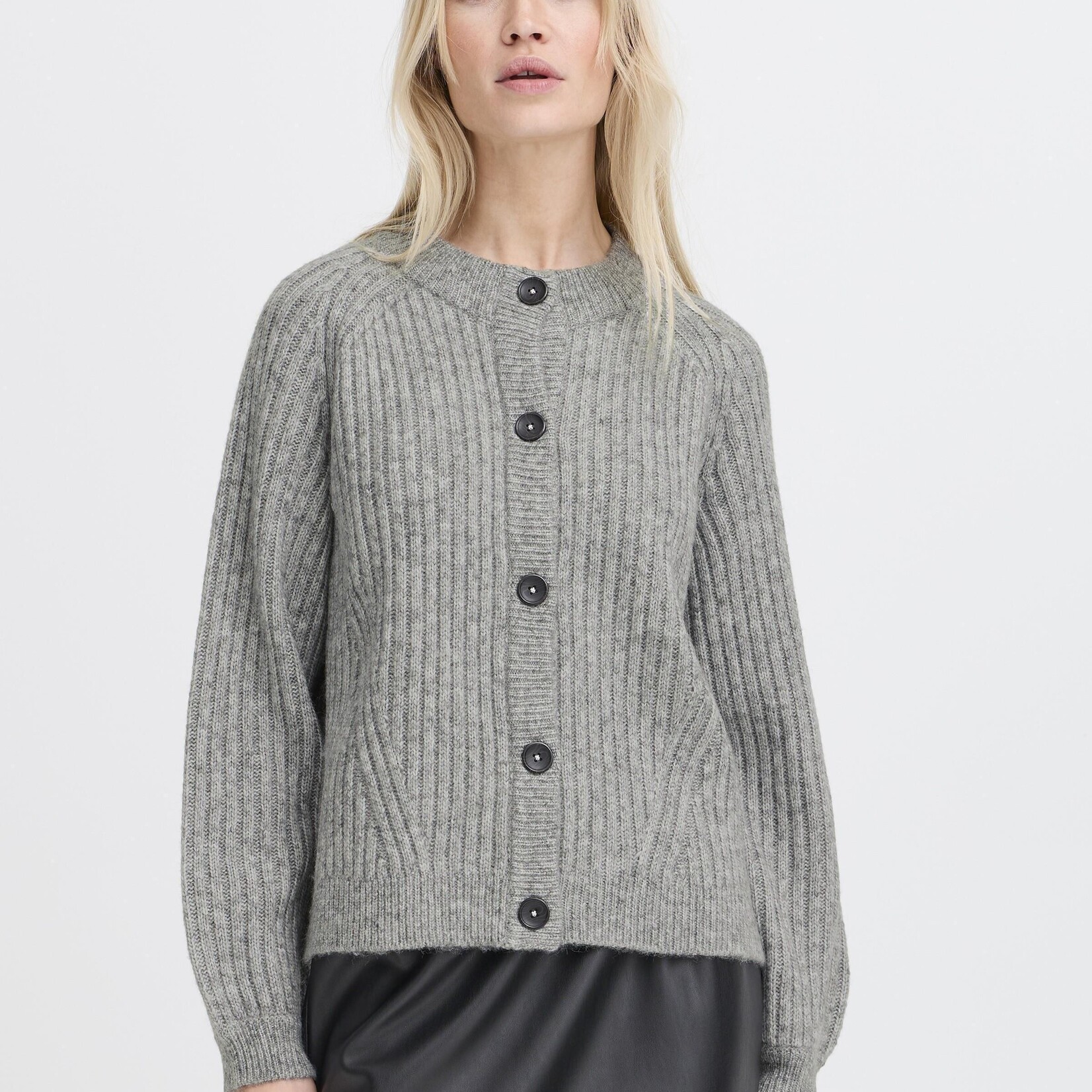 b.young Cardigan Nello - Mid Grey Melange