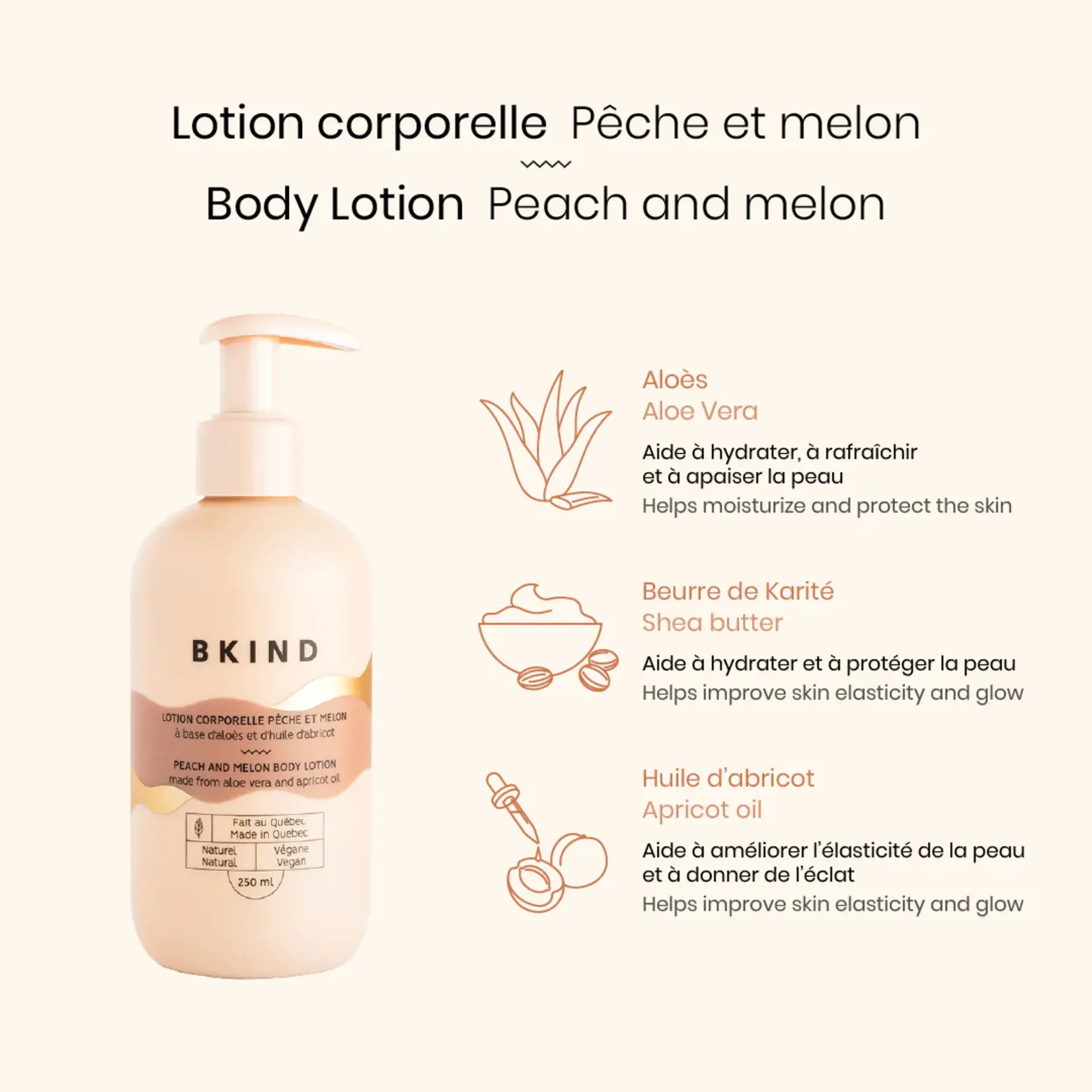 BKIND Lotion hydratante pour le corps - Peche & melon