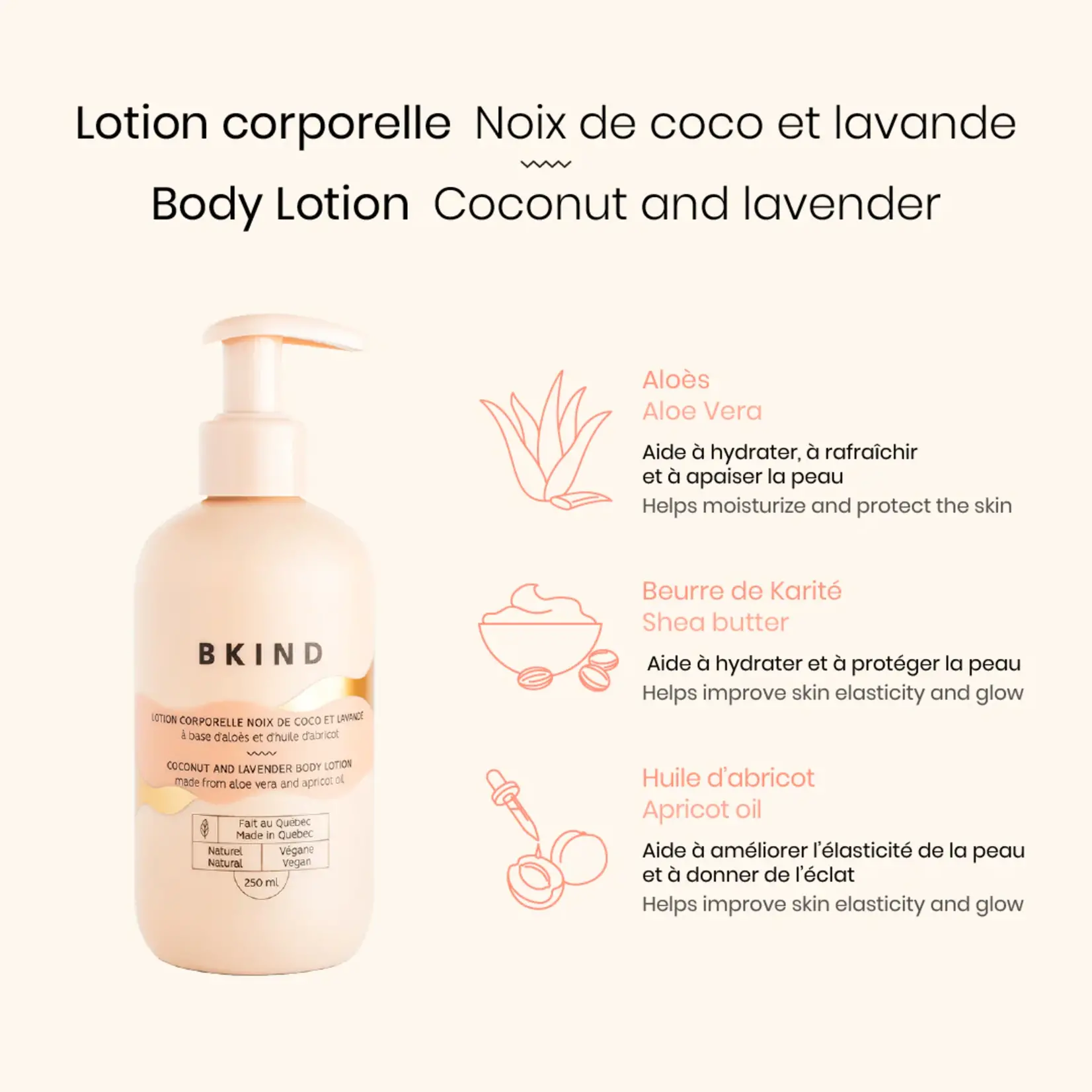 BKIND Lotion hydratante pour le corps - Noix de coco et lavande