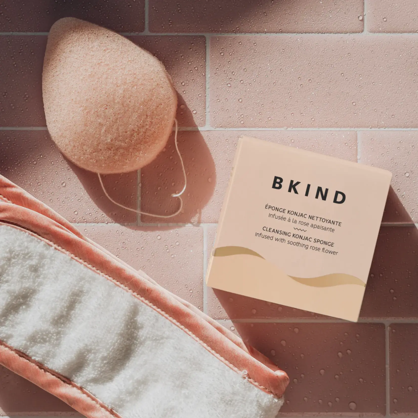 BKIND Eponge visage Konjac - Rose fleur