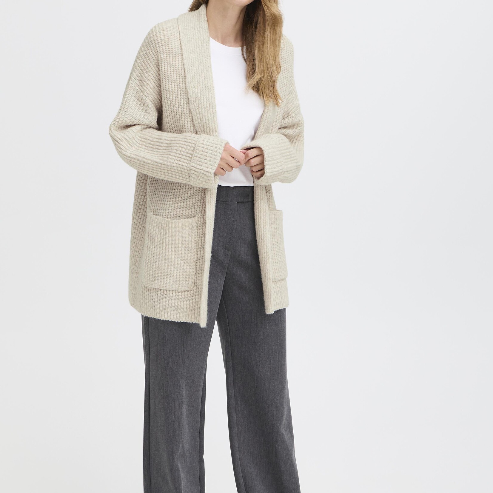 Fransa Cardigan Beverly - Oatmeal Melange