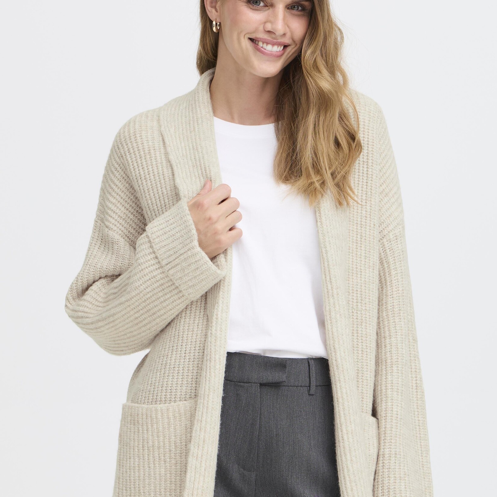 Fransa Cardigan Beverly - Oatmeal Melange