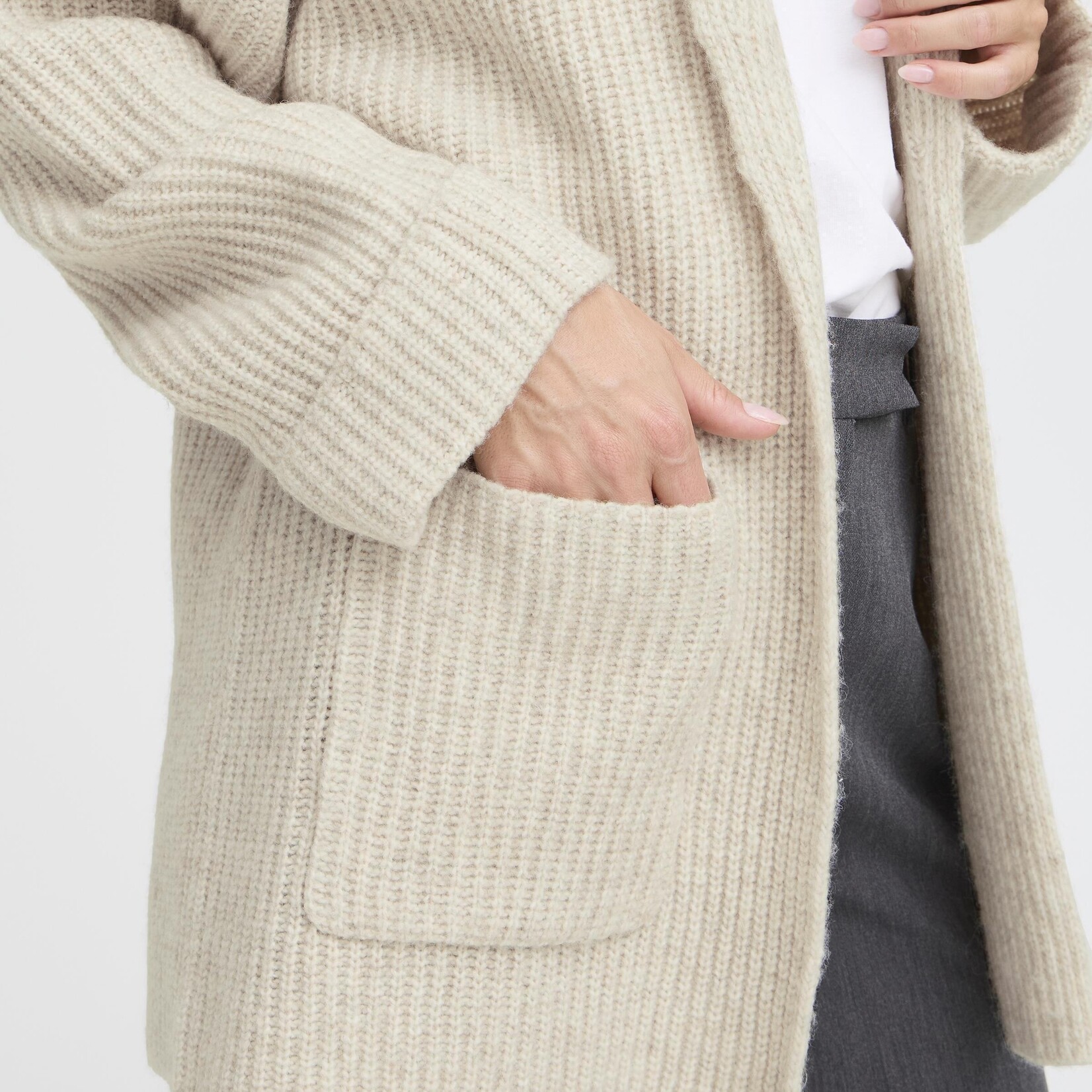 Fransa Cardigan Beverly - Oatmeal Melange