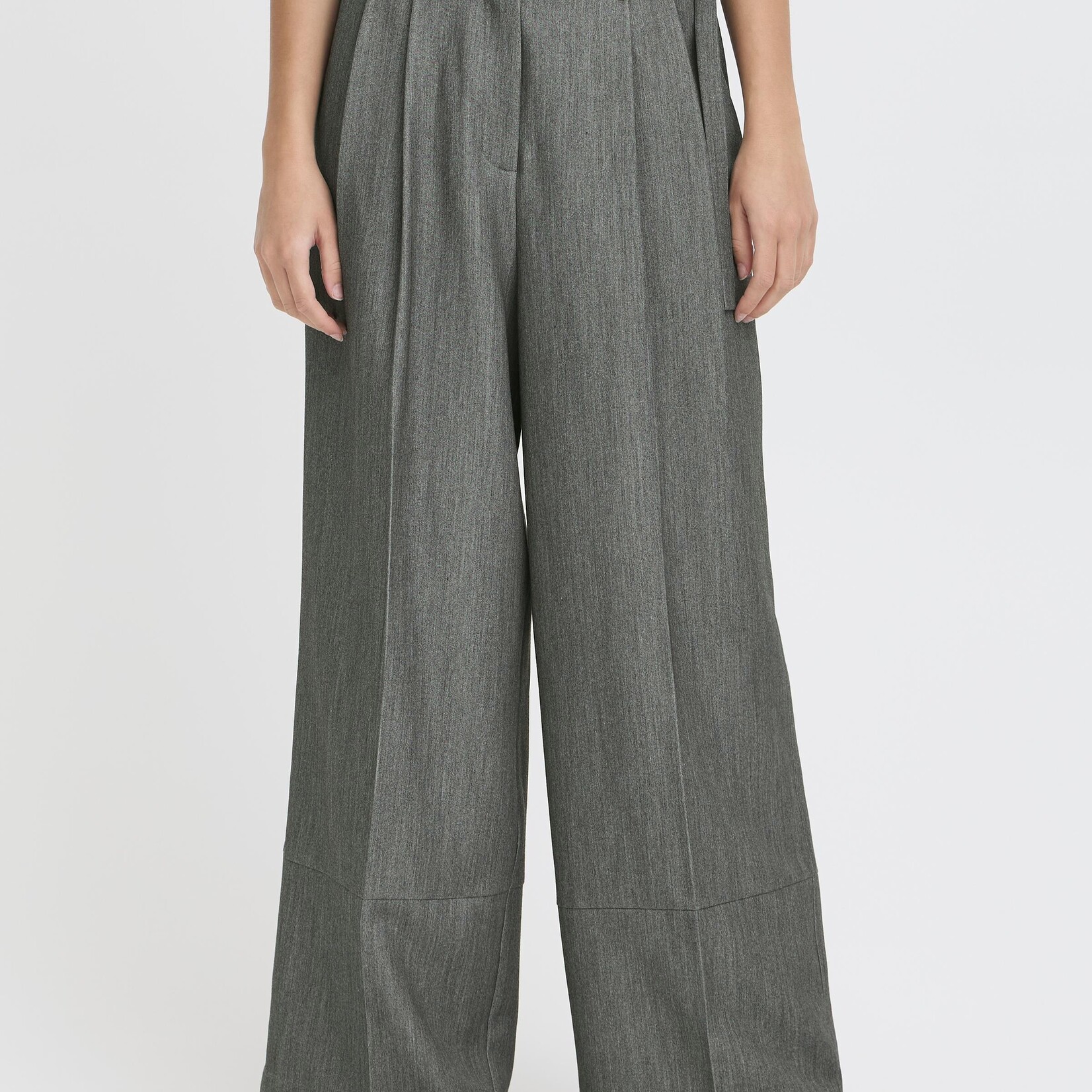 Ichi Pantalon Filano - Gris Foncé Mélangé